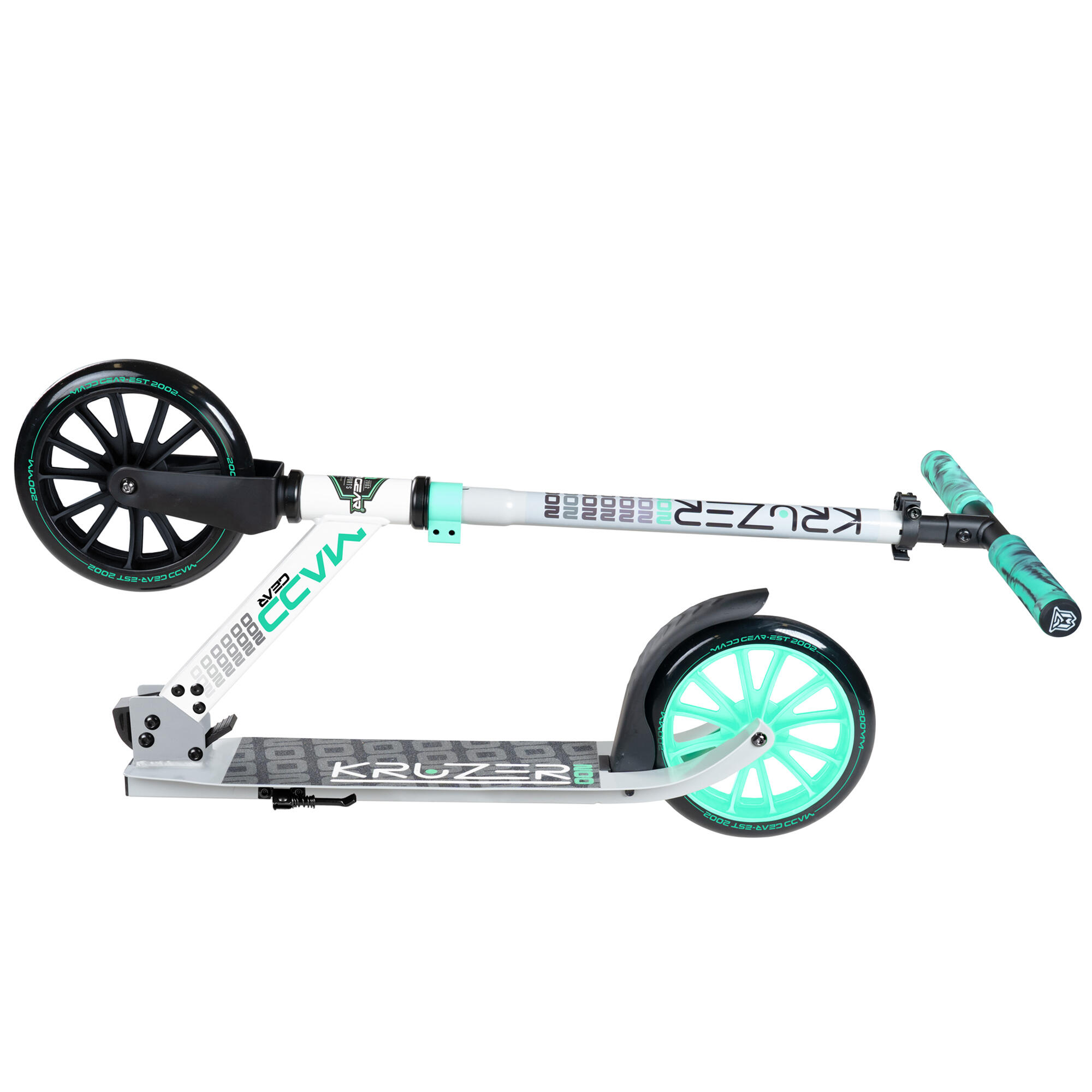 Carve Kruzer V2-200 Big Wheel Commuter Folding Scooter - Grey/Teal 4/7