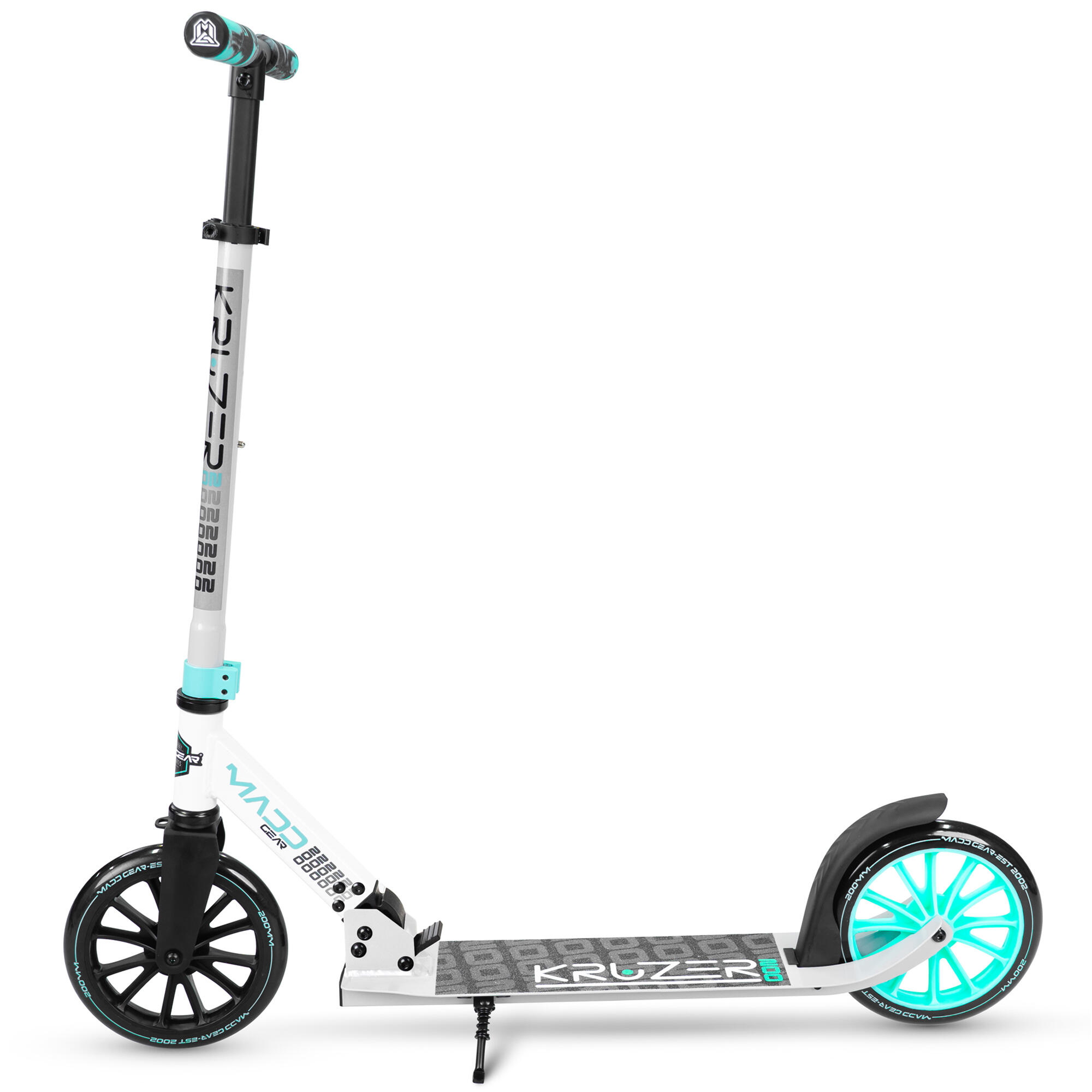 Carve Kruzer V2-200 Big Wheel Commuter Folding Scooter - Grey/Teal 6/7