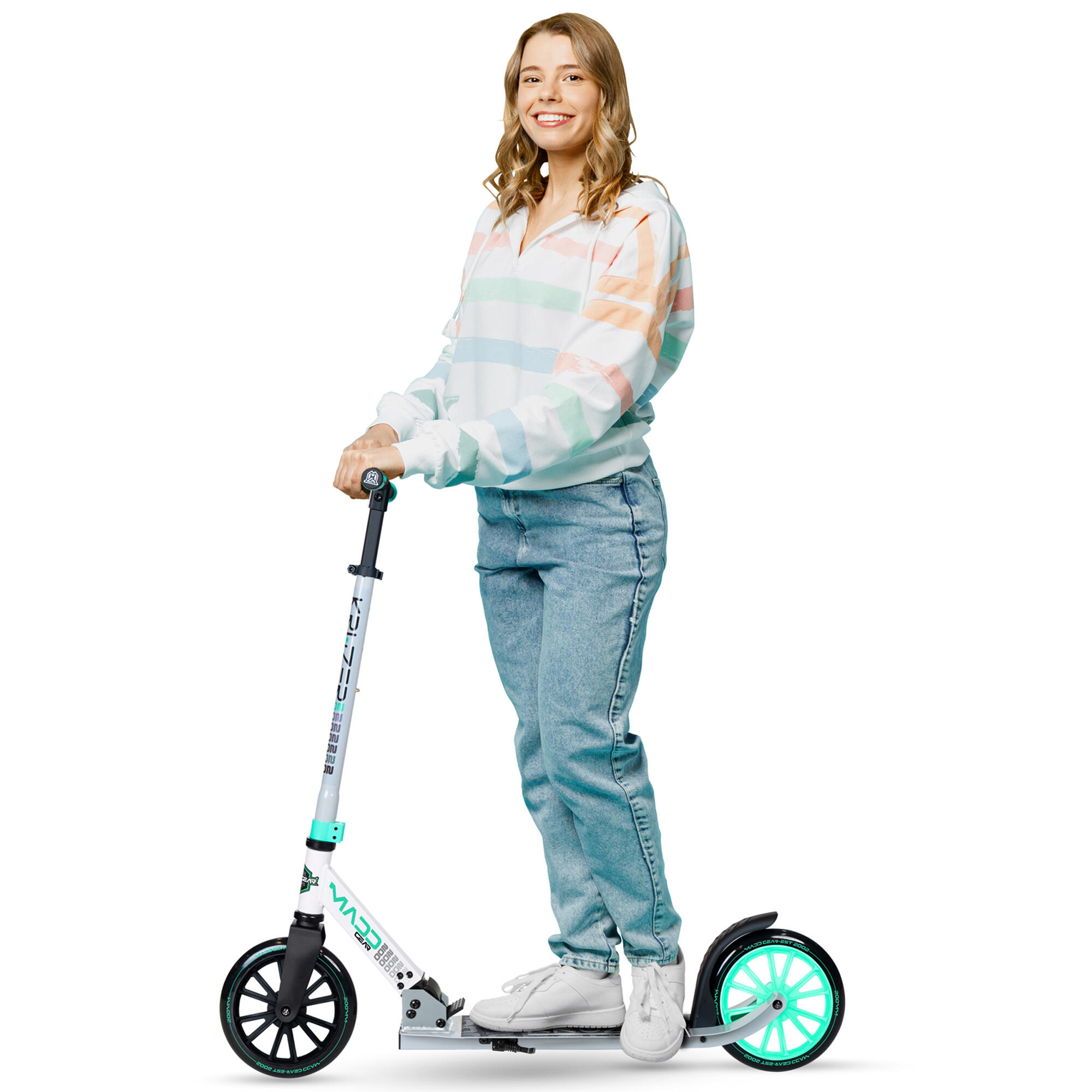Carve Kruzer V2-200 Big Wheel Commuter Folding Scooter - Grey/Teal 5/7