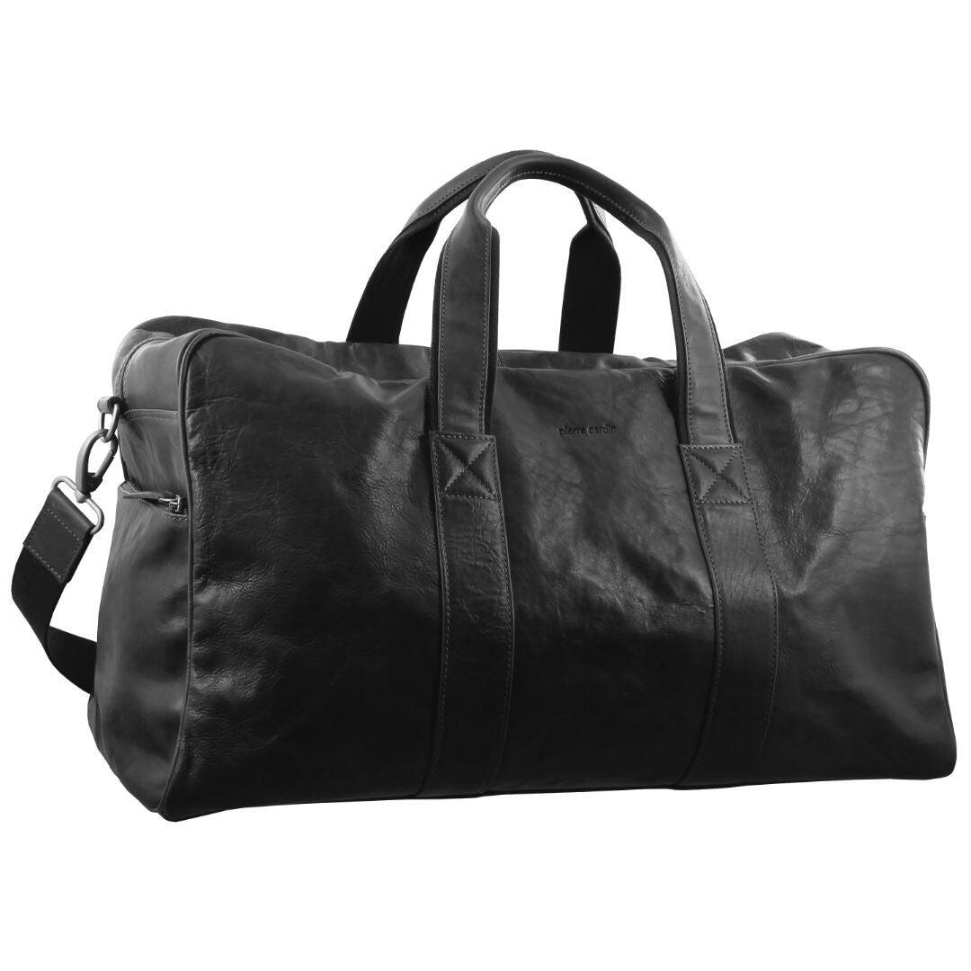 Pierre Cardin Rustic Leather Business/Overnight Bag in Black