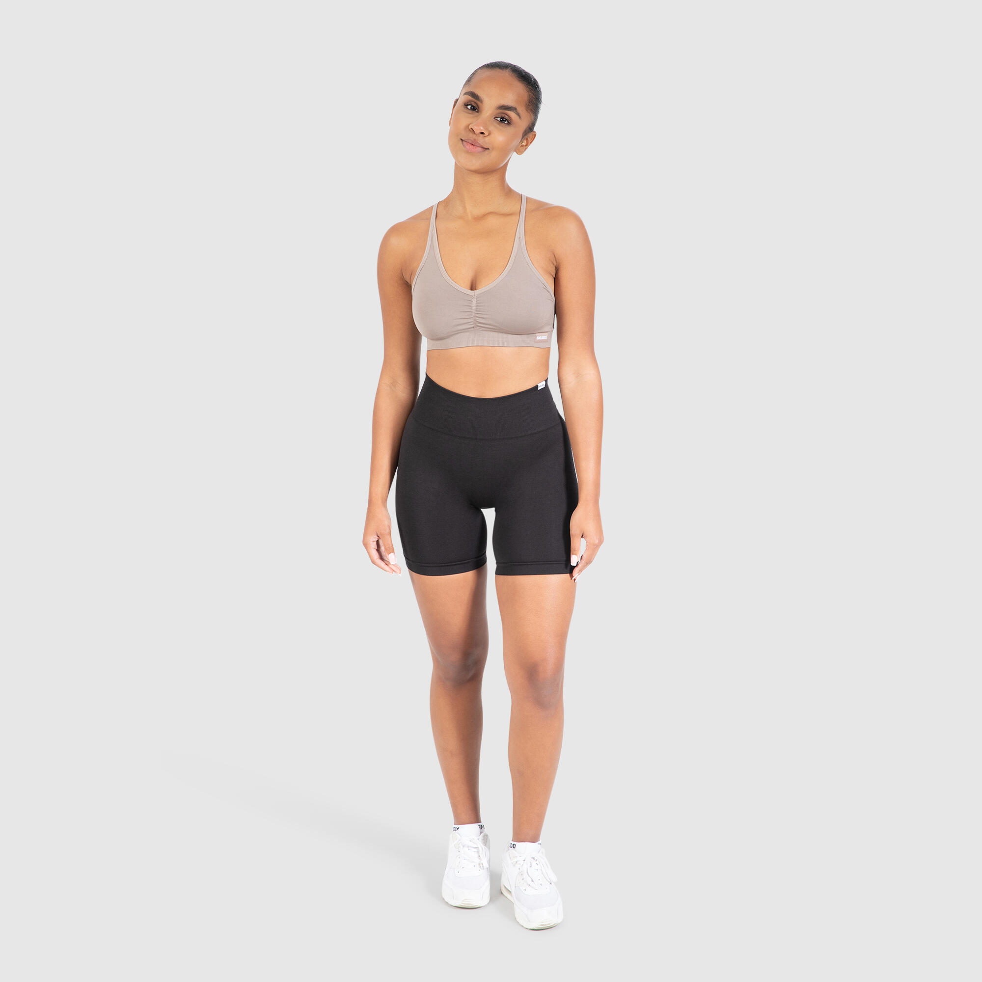 Damen Sport BH Solid Scrunch Icon Hellbraun 3/6