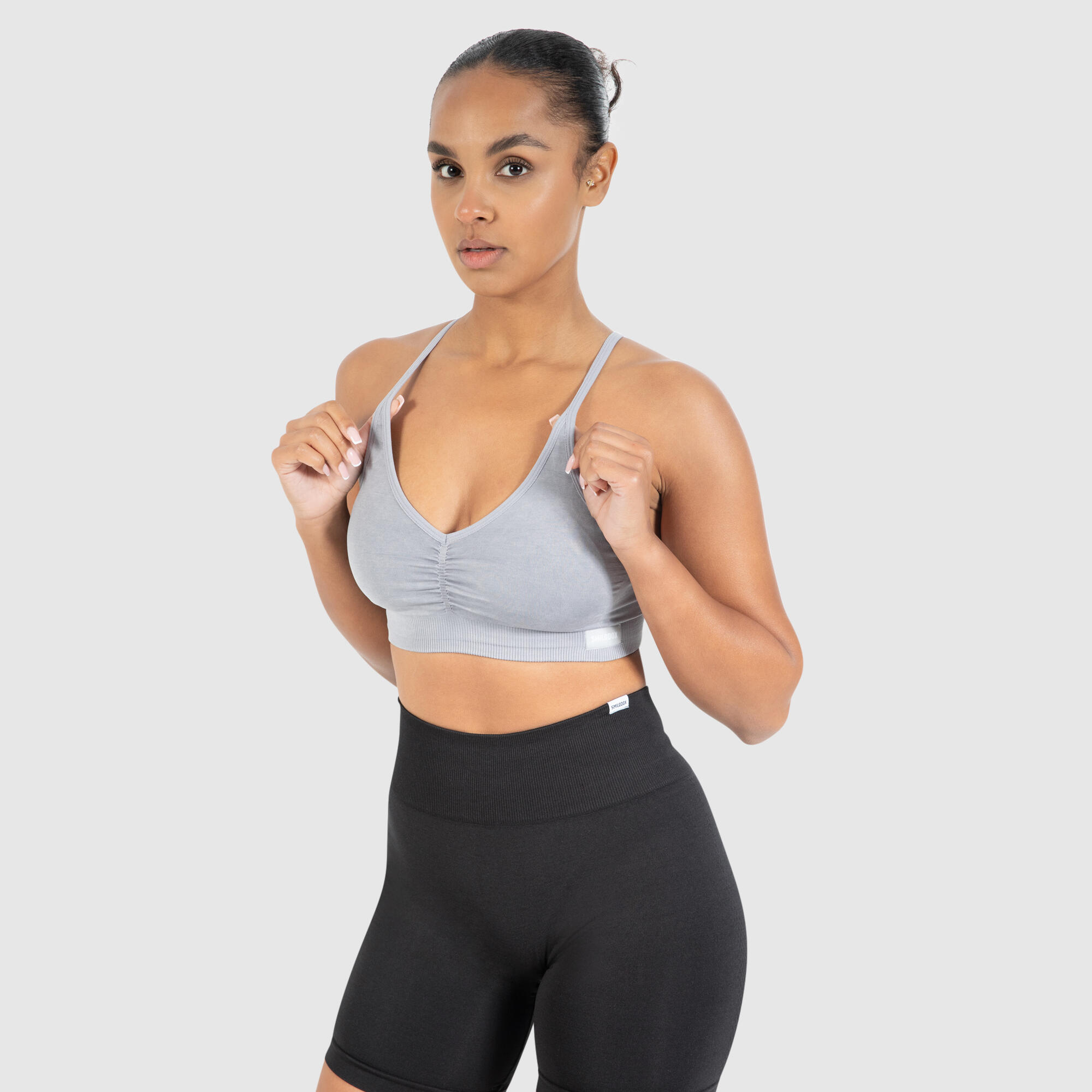 Damen Sport BH Batik Scrunch Icon Grau 2/6