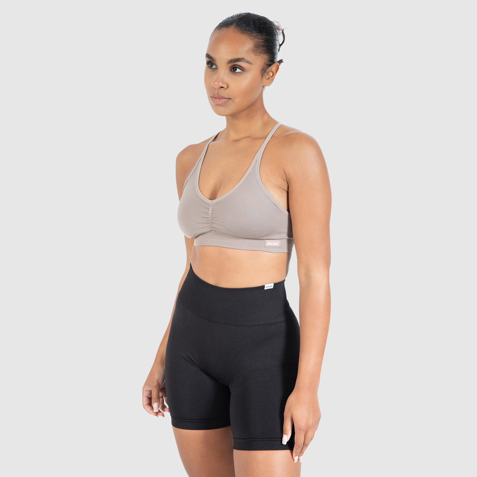 Damen Sport BH Solid Scrunch Icon Hellbraun 2/6