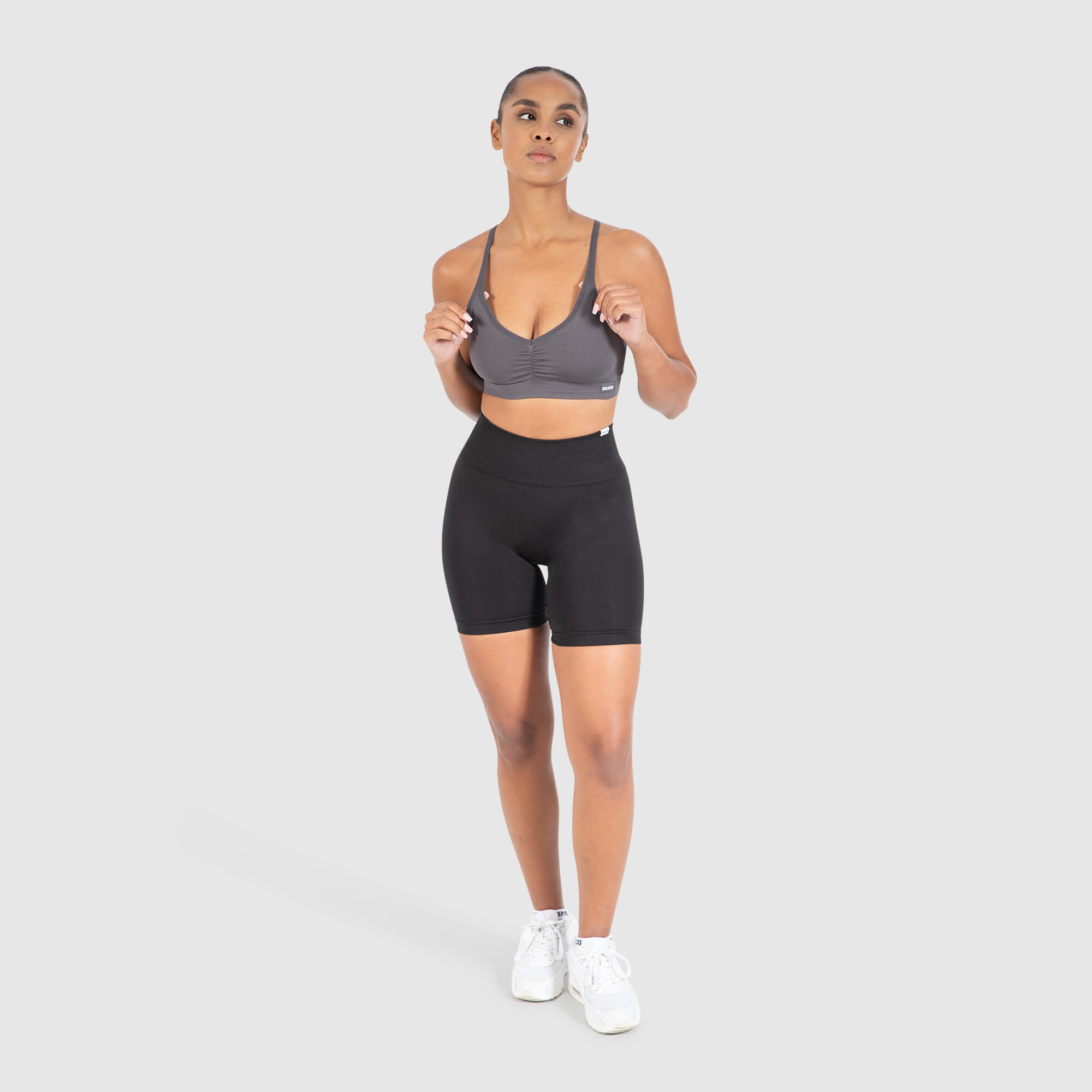 Damen Sport BH Solid Scrunch Icon Anthrazit 3/6