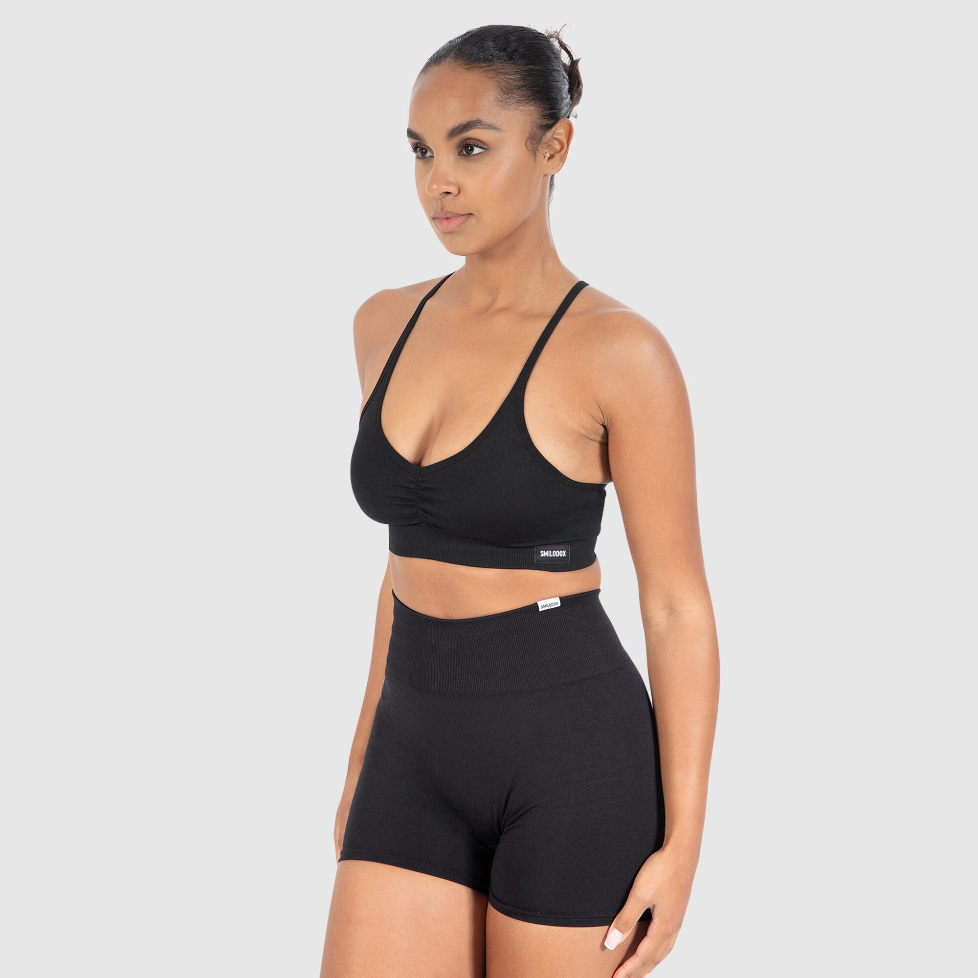 Damen Sport BH Solid Scrunch Icon Schwarz 2/6
