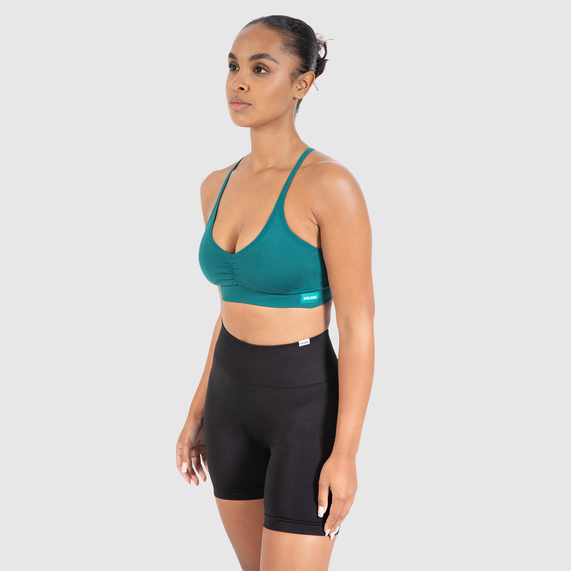 Damen Sport BH Solid Scrunch Icon Dunkelgrün 2/6