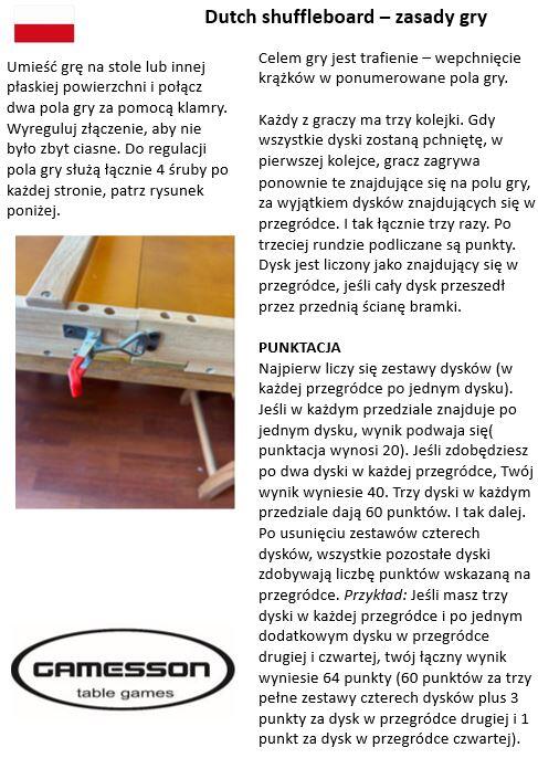 Gamesson Bilard holenderski składany 200cm z torbą transportową  (Sjoelen) 2/7