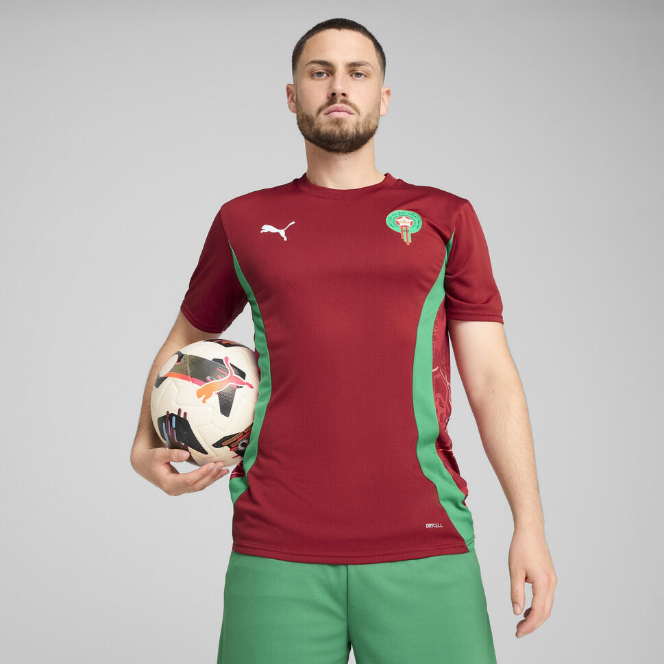 Męska koszulka przedmeczowa Maroko PUMA Intense Red Archive Green