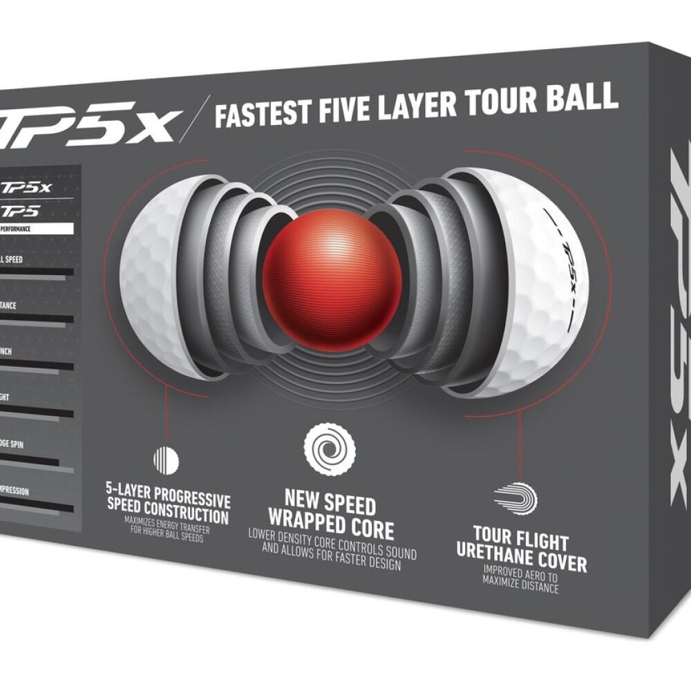 Doos van 12 TaylorMade TP5 X Golfballen Wit Nieuw 4/5