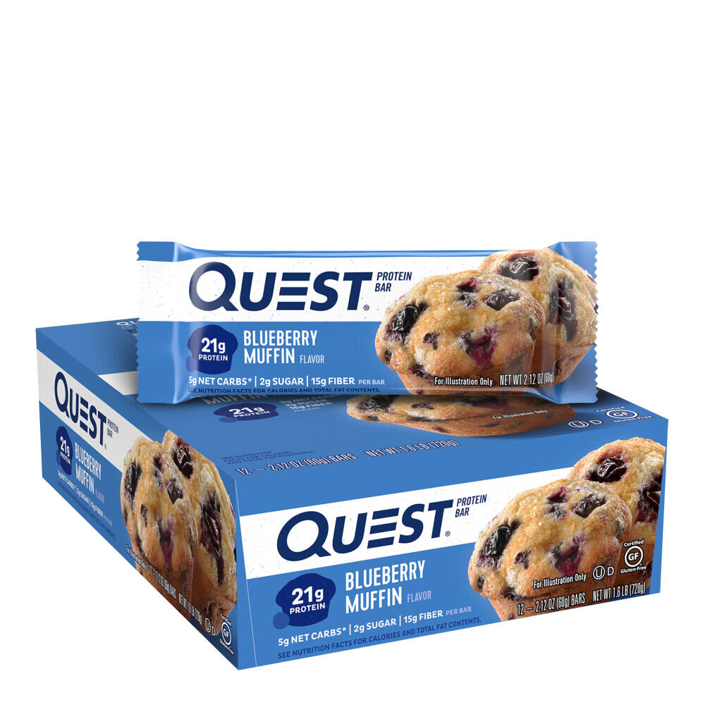 Quest - Barres Protéinées - Quest Bar - Muffin Aux Myrtilles Boite De 12 - Barre Protéinée - Taille Unique - Decathlon