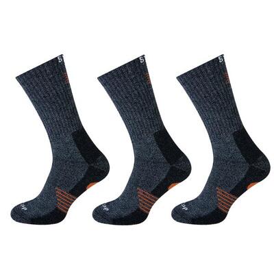 Wandersocken Techno Bamboo 3er-Pack Dunkelgrau Orange