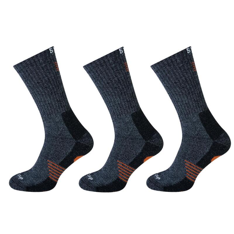 STAPP Wandelsokken Techno Bamboo 3-pack Dark Grey Orange