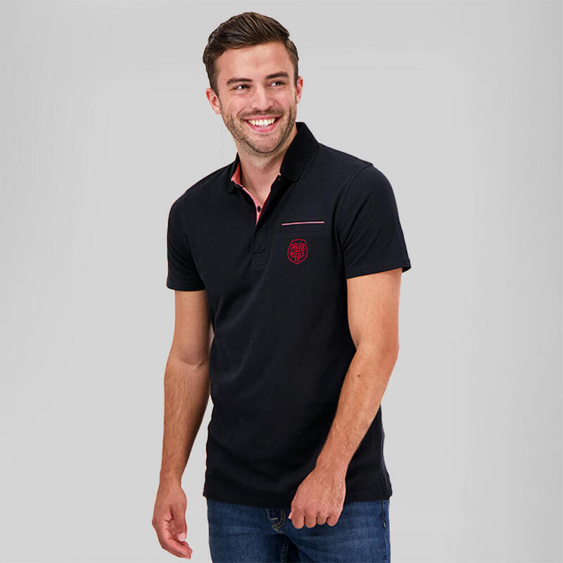 Polo Coton Noir Stade Toulousain Piolet Pour Homme