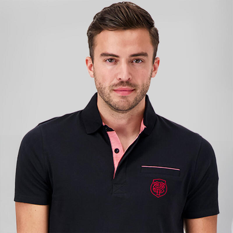 Polo Coton Noir Stade Toulousain Piolet Pour Homme