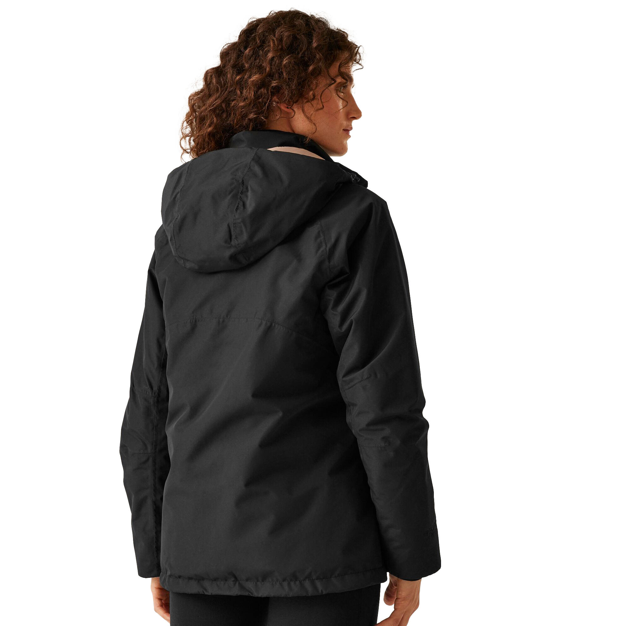 Dames Reeah geïsoleerde jas (Zwart/Warme taupe) 3/5