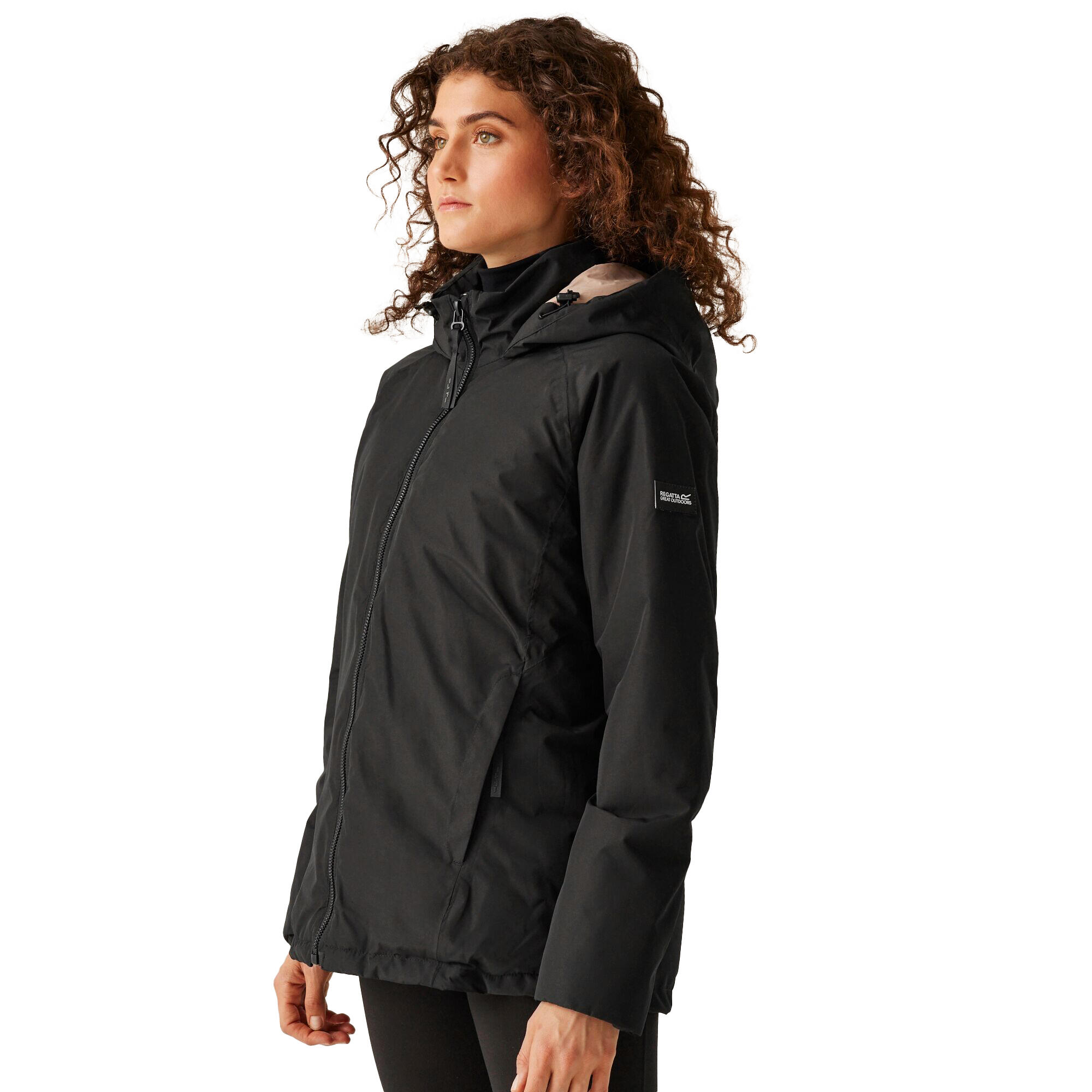 Dames Reeah geïsoleerde jas (Zwart/Warme taupe) 4/5