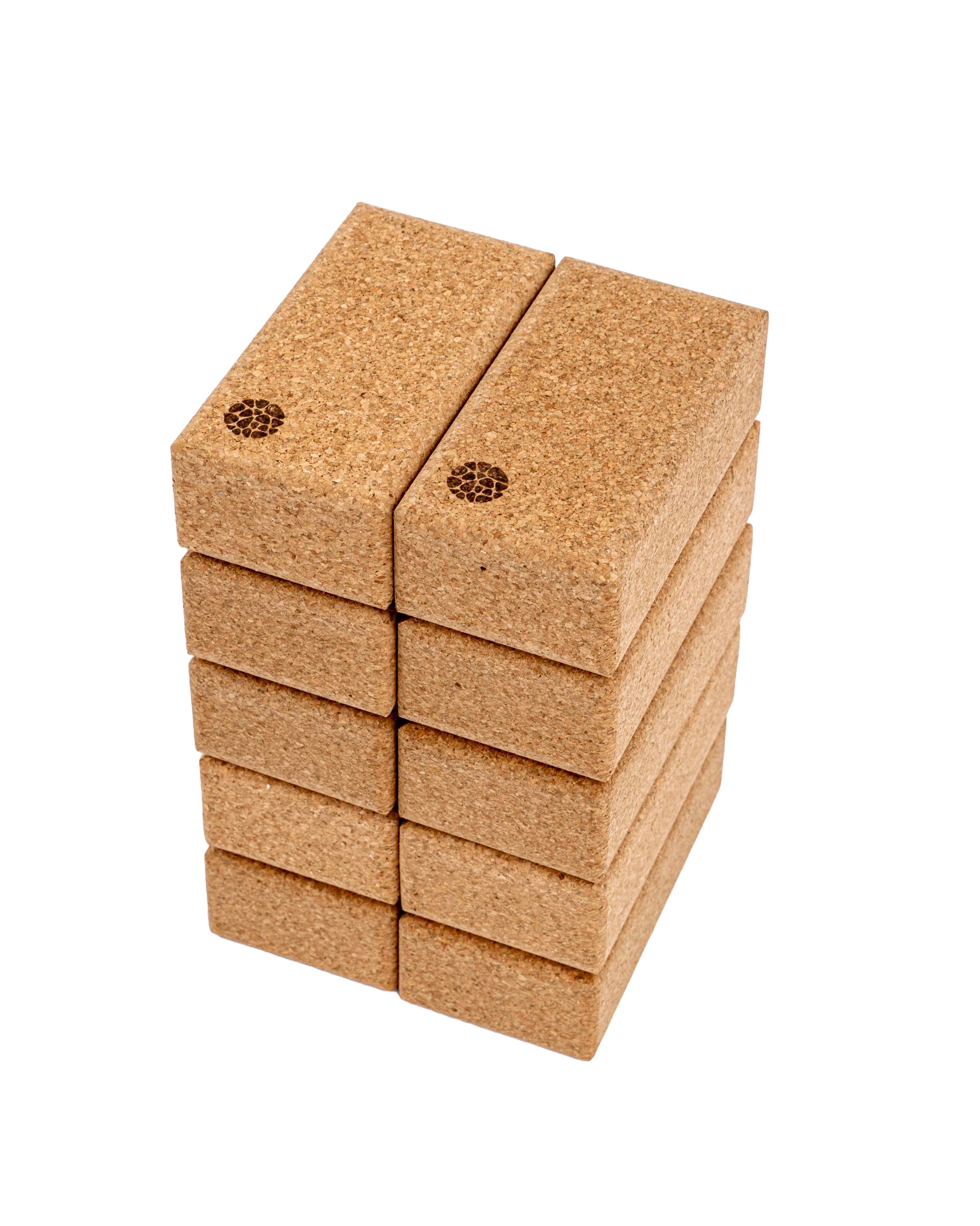 Pack de 10 blocos de ioga - cortiça - 22,7 x 12 x 7,5 cm