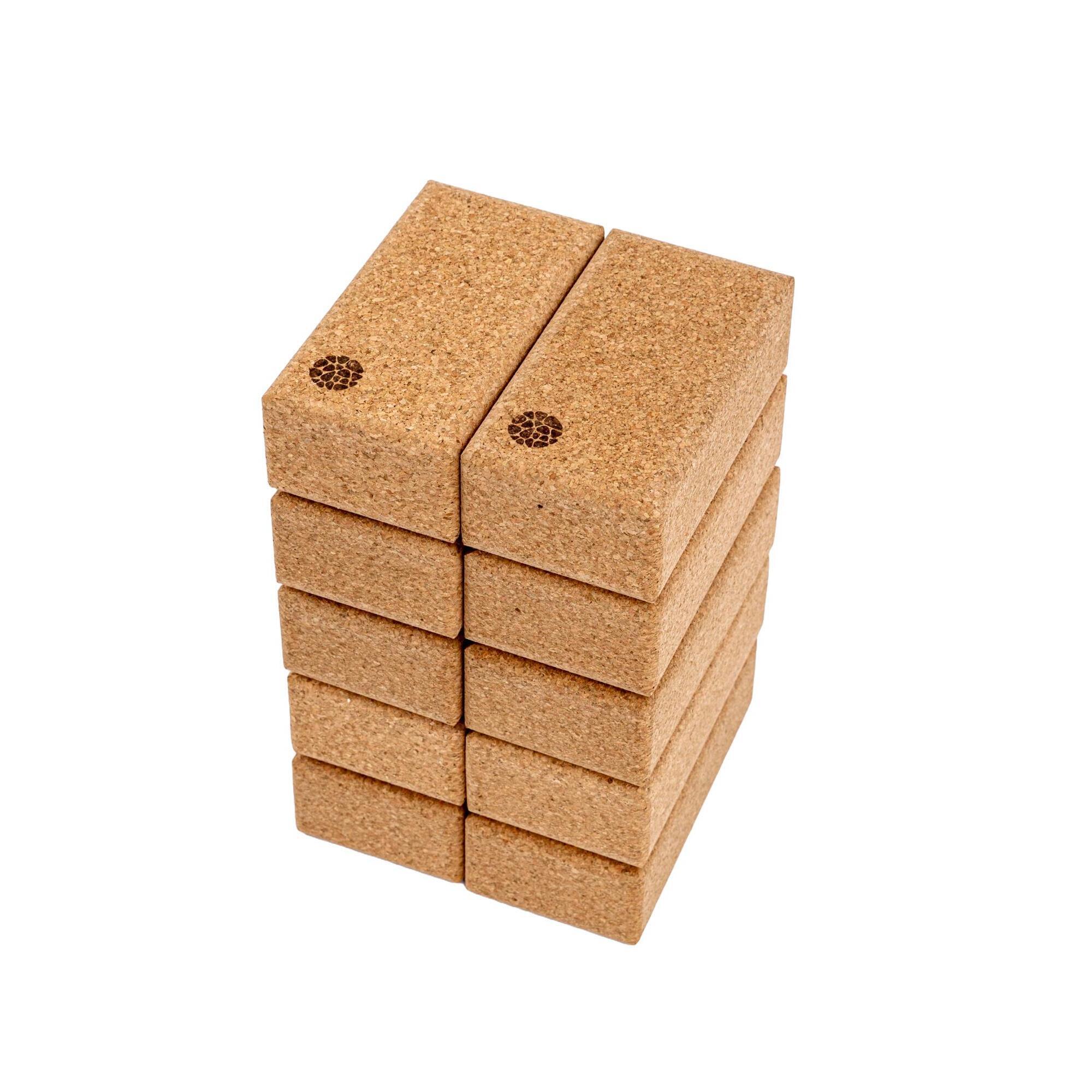 Pierre Sports - Set De 10 Blocs De Yoga - Liège Naturel - 22,7 X 12  X 7,5 Cm - Brique Yoga - Marron - No Size - Decathlon