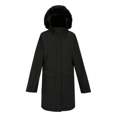 Dames parka met bontrand (zwart)