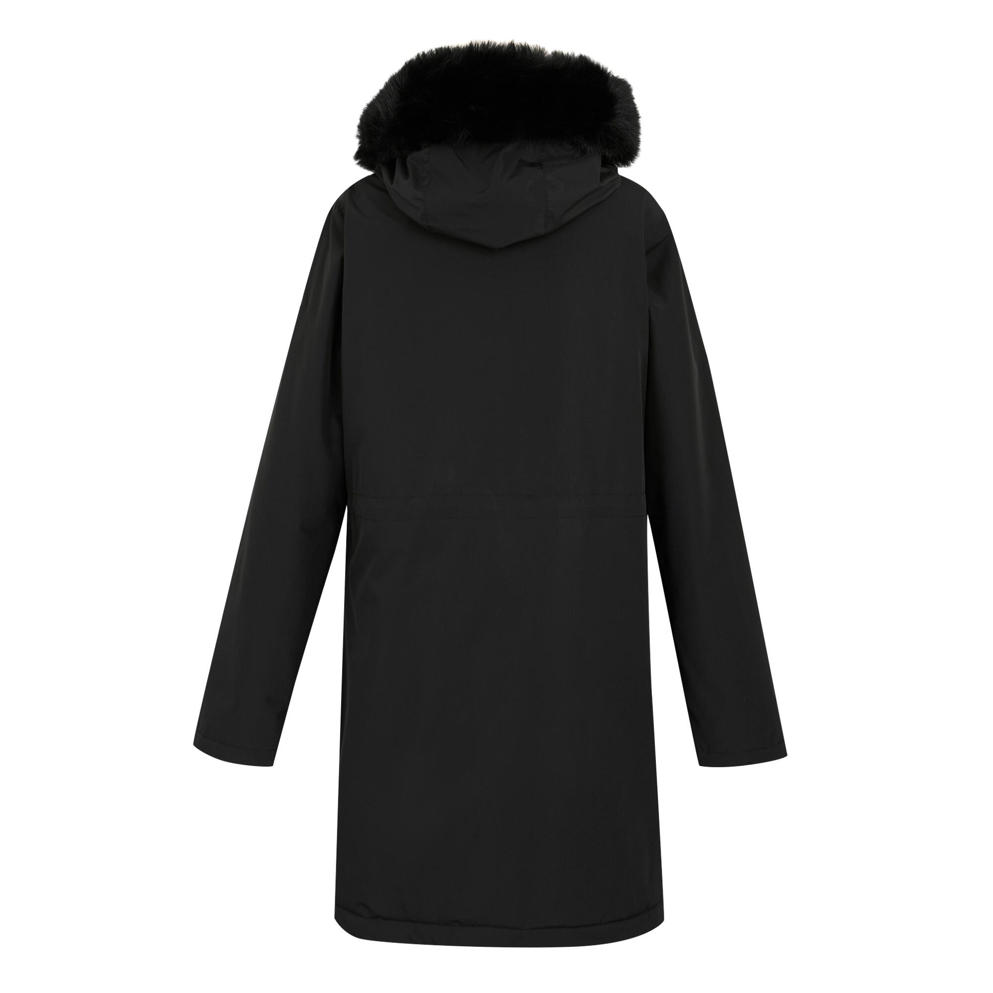 Parka Motif/style Bord Duveteux Femme (Noir) 2/5