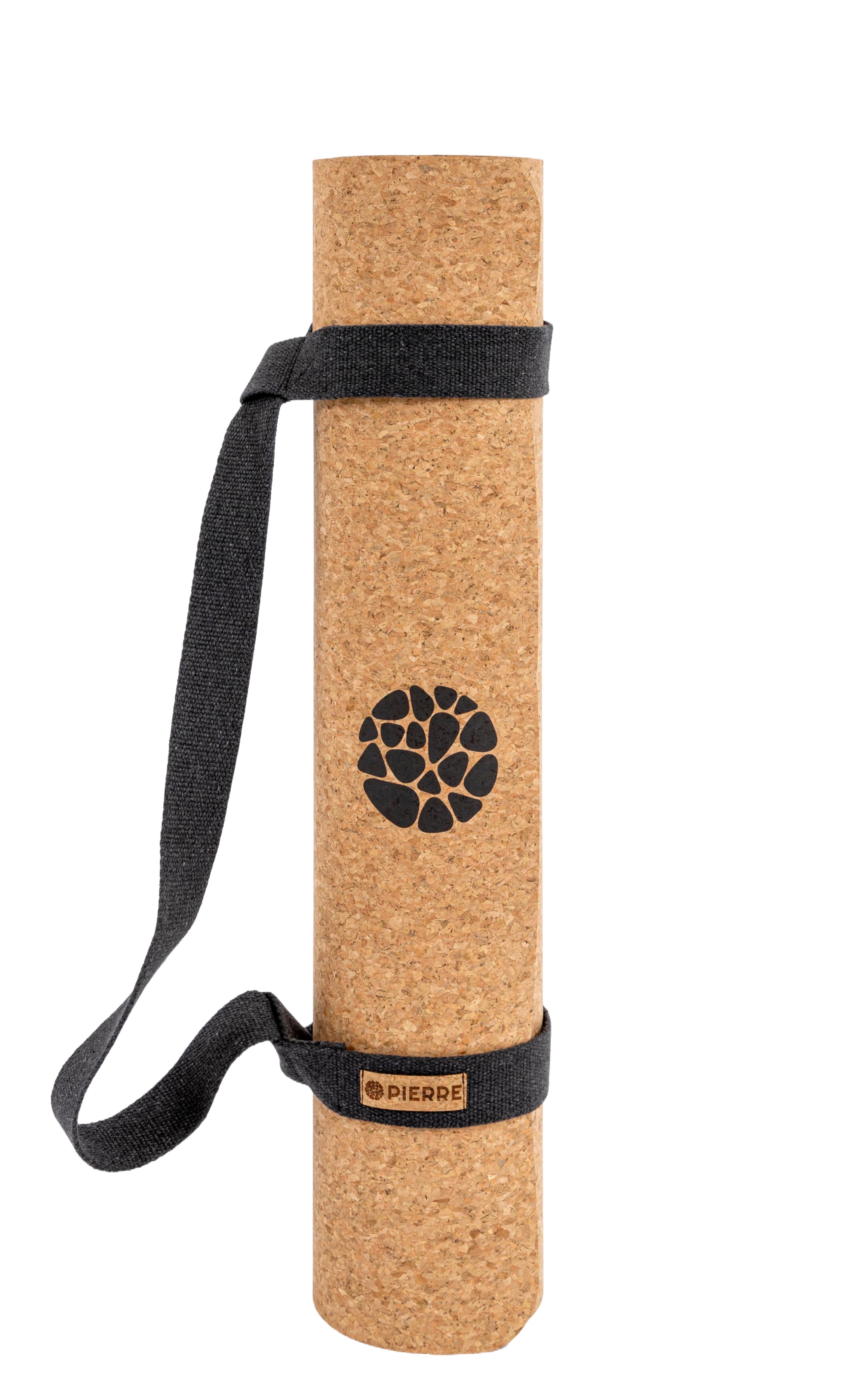 PIERRE SPORTS Yogamatte aus Naturkork - Extra Dick 6mm - 183x65cm - mit Tragegurt