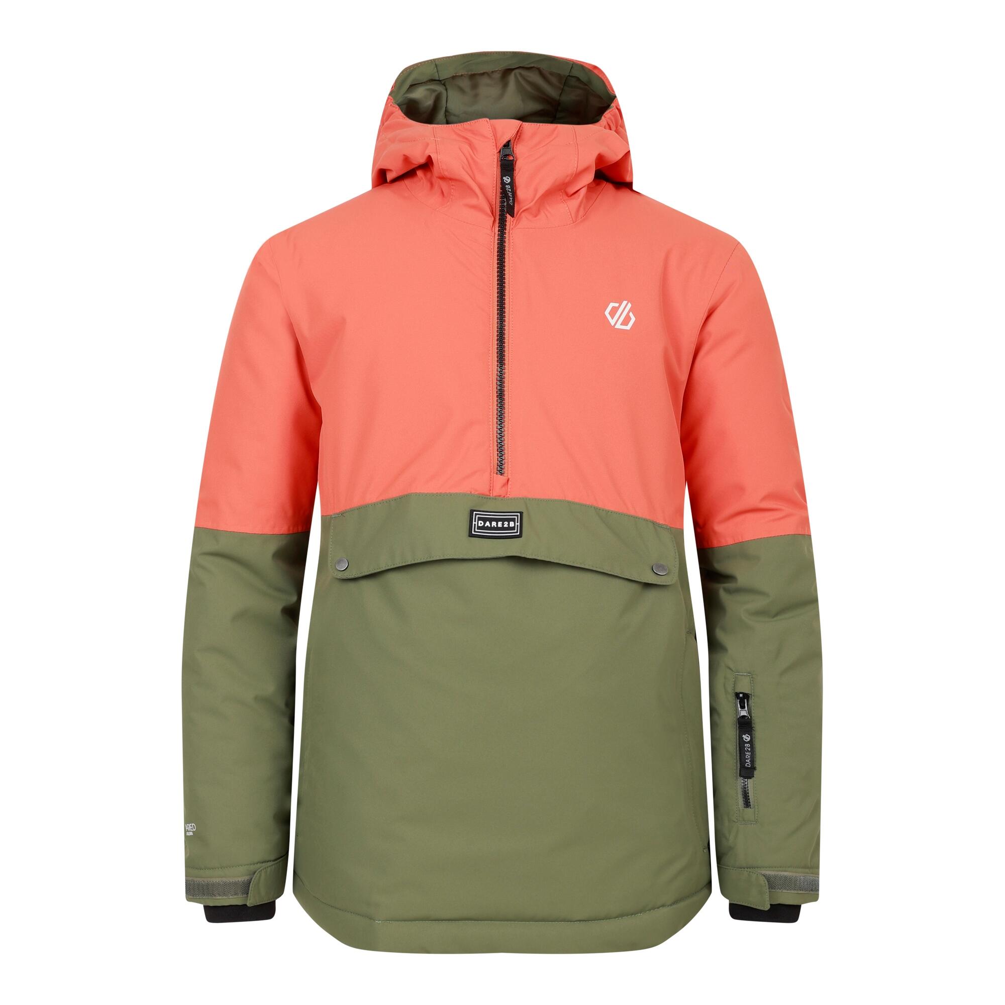 DARE 2B Childrens/Kids Freehand Overhead Ski Jacket (Orange Rust/Olivine Green)