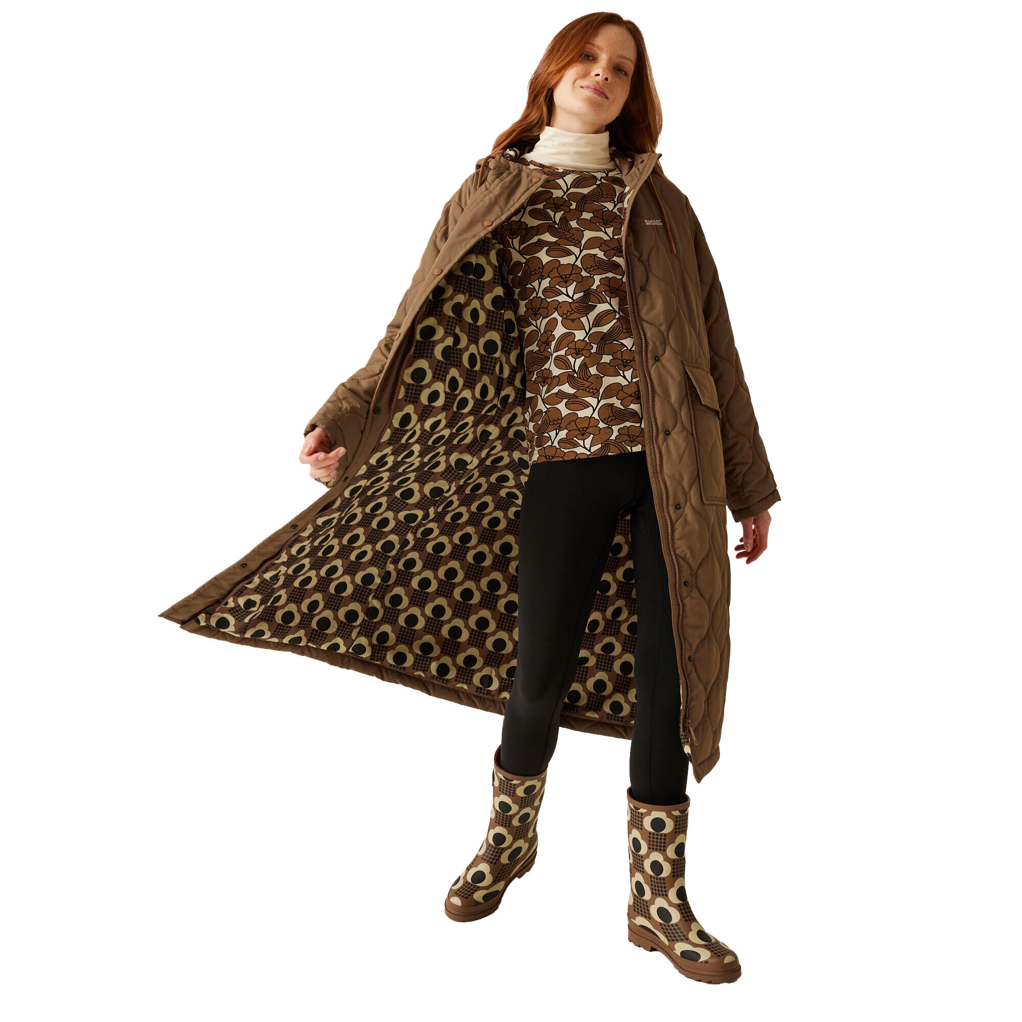 Womens/Ladies Orla Kiely Quilted Long Length Jacket (Toasted Tan) 4/5