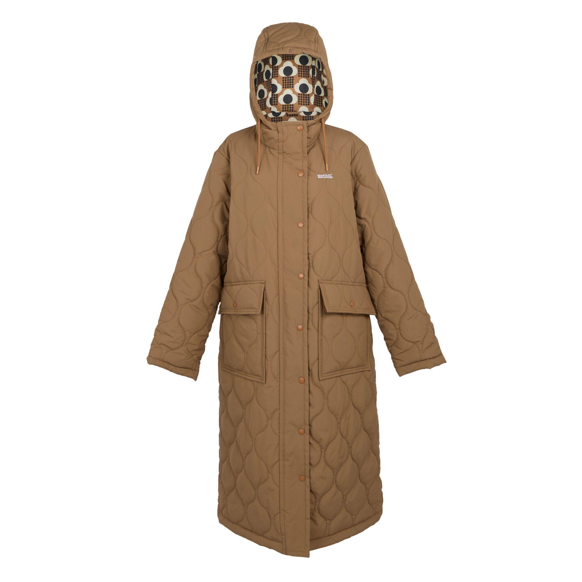 Womens/Ladies Orla Kiely Quilted Long Length Jacket (Toasted Tan) 1/5