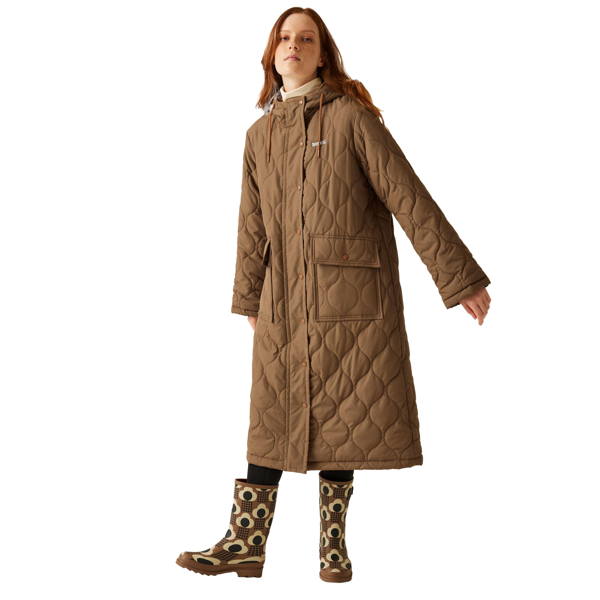 Womens/Ladies Orla Kiely Quilted Long Length Jacket (Toasted Tan) 3/5