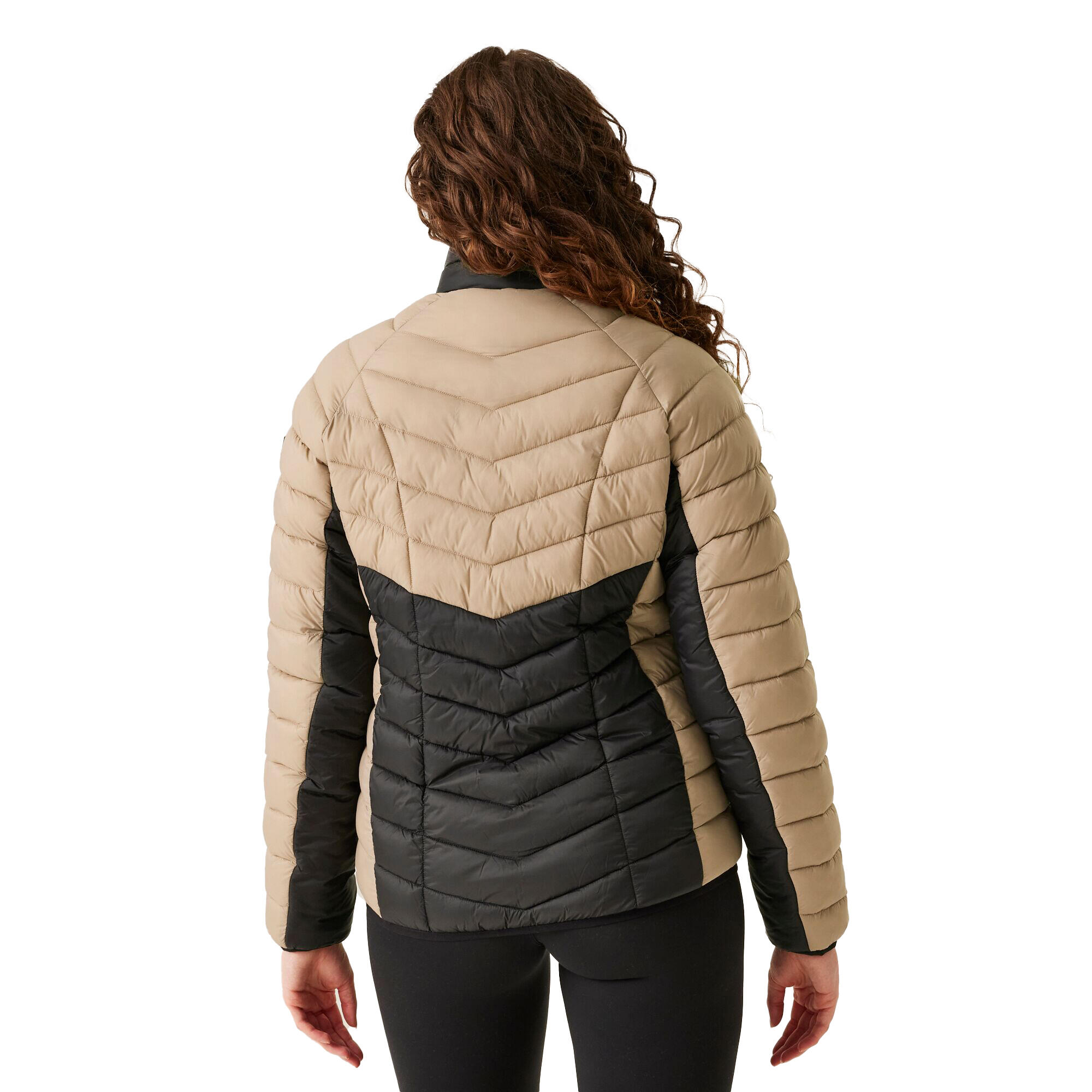 Dames Dalent Gewatteerd Jasje (Warm Taupe/Zwart) 4/5