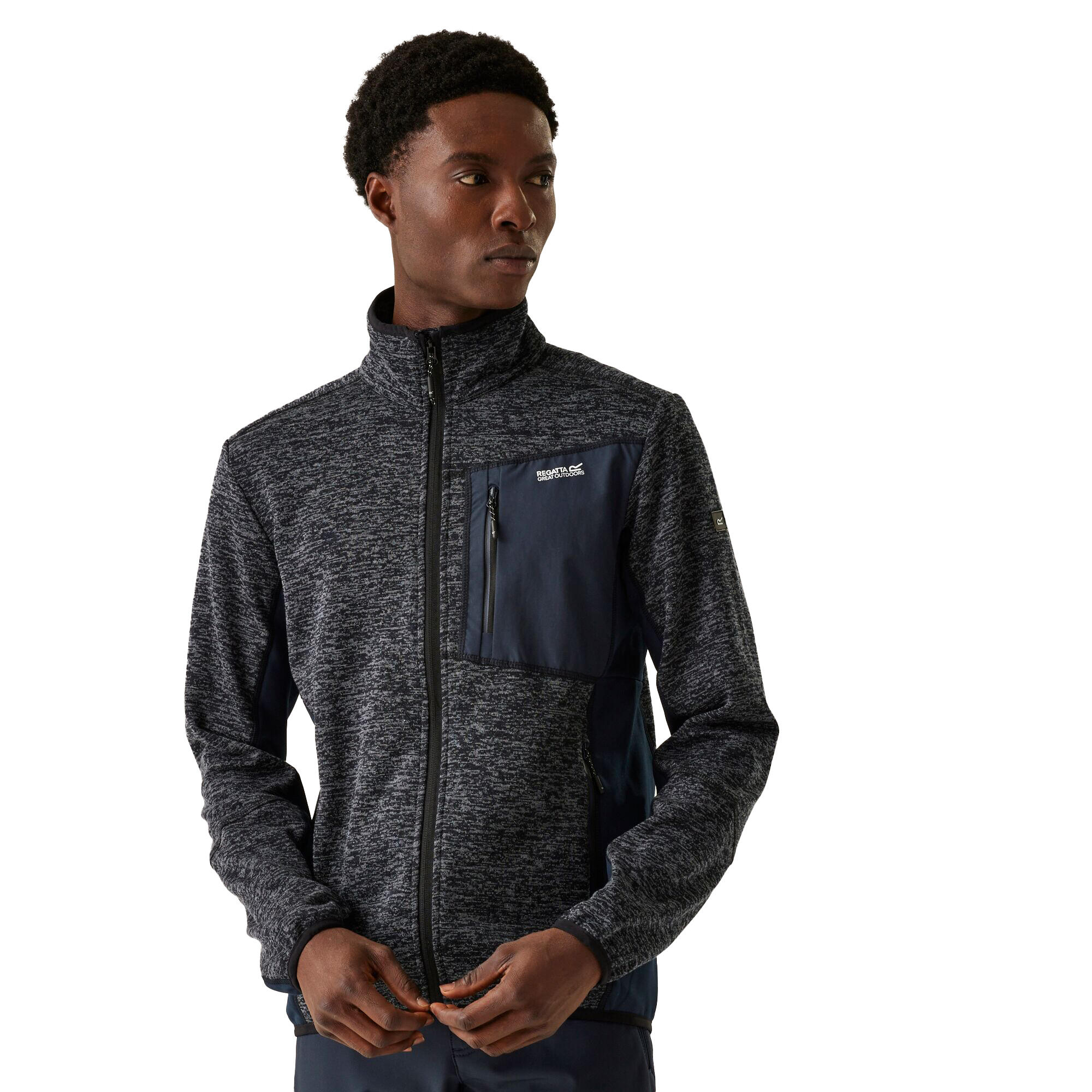 Mens Baslinn Marl Full Zip Fleece Jacket (Navy/Navy) 3/5