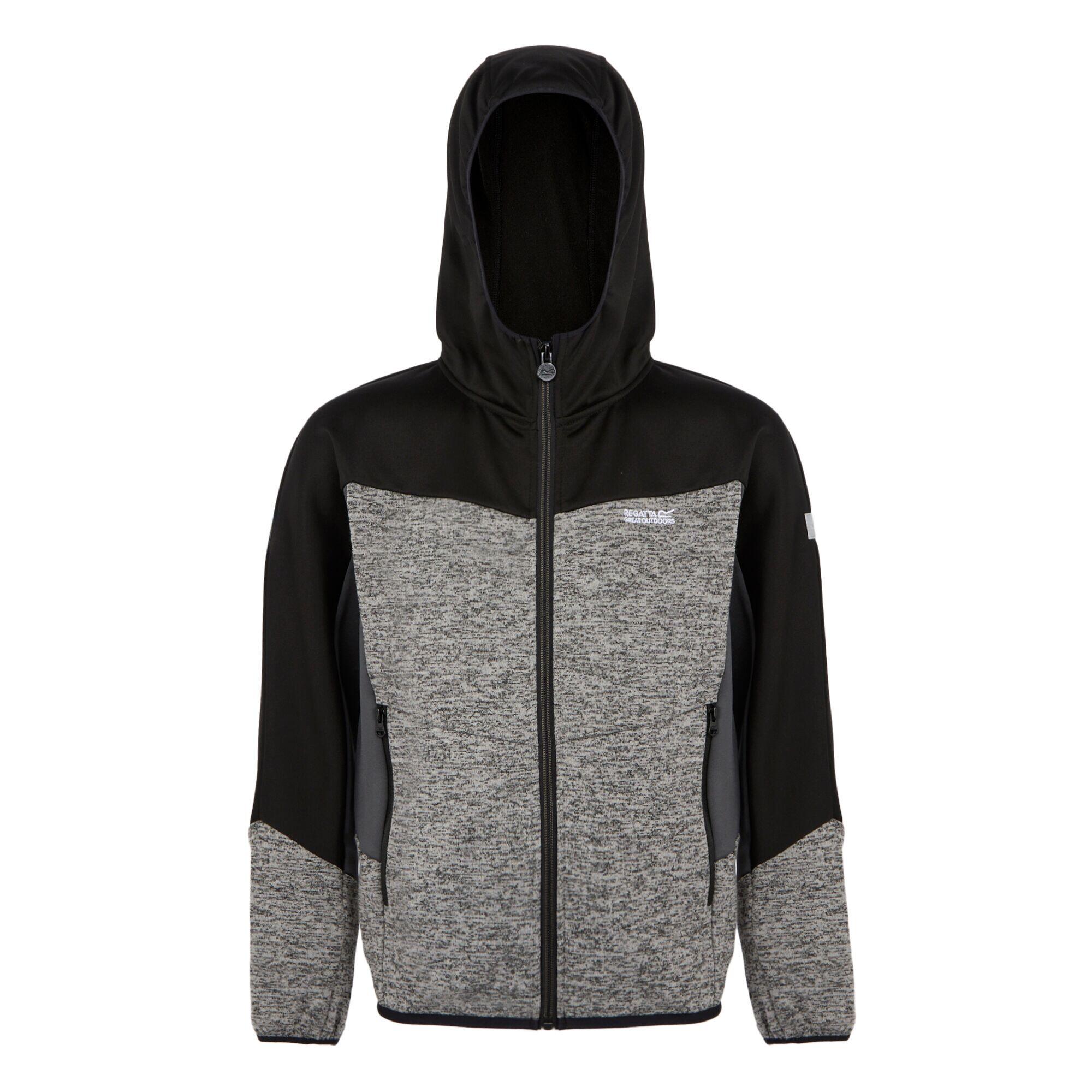 REGATTA Childrens/Kids Dissolver IX Marl Full Zip Fleece Jacket (Mineral Grey/Black)