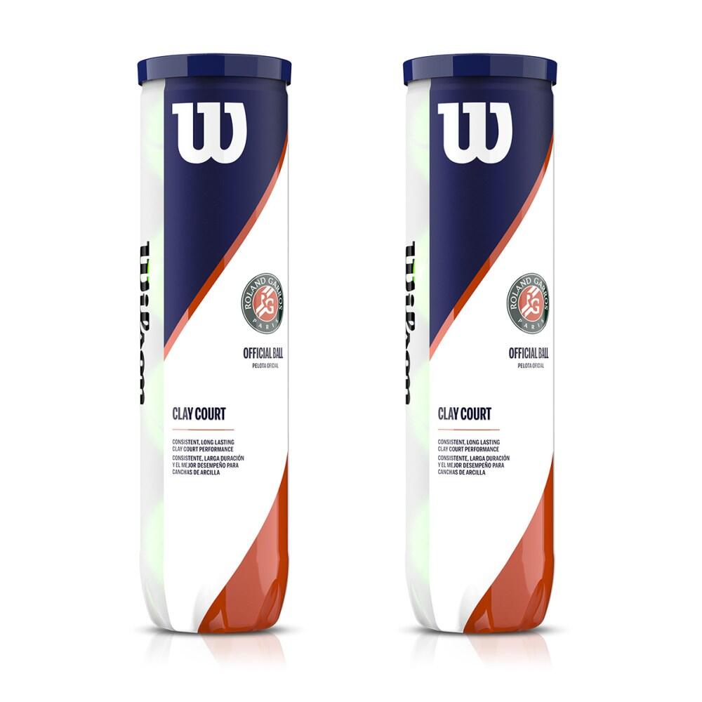 Pack de 2 tubos de 4 bolas Tennis Roland Garros / Clay Wilson