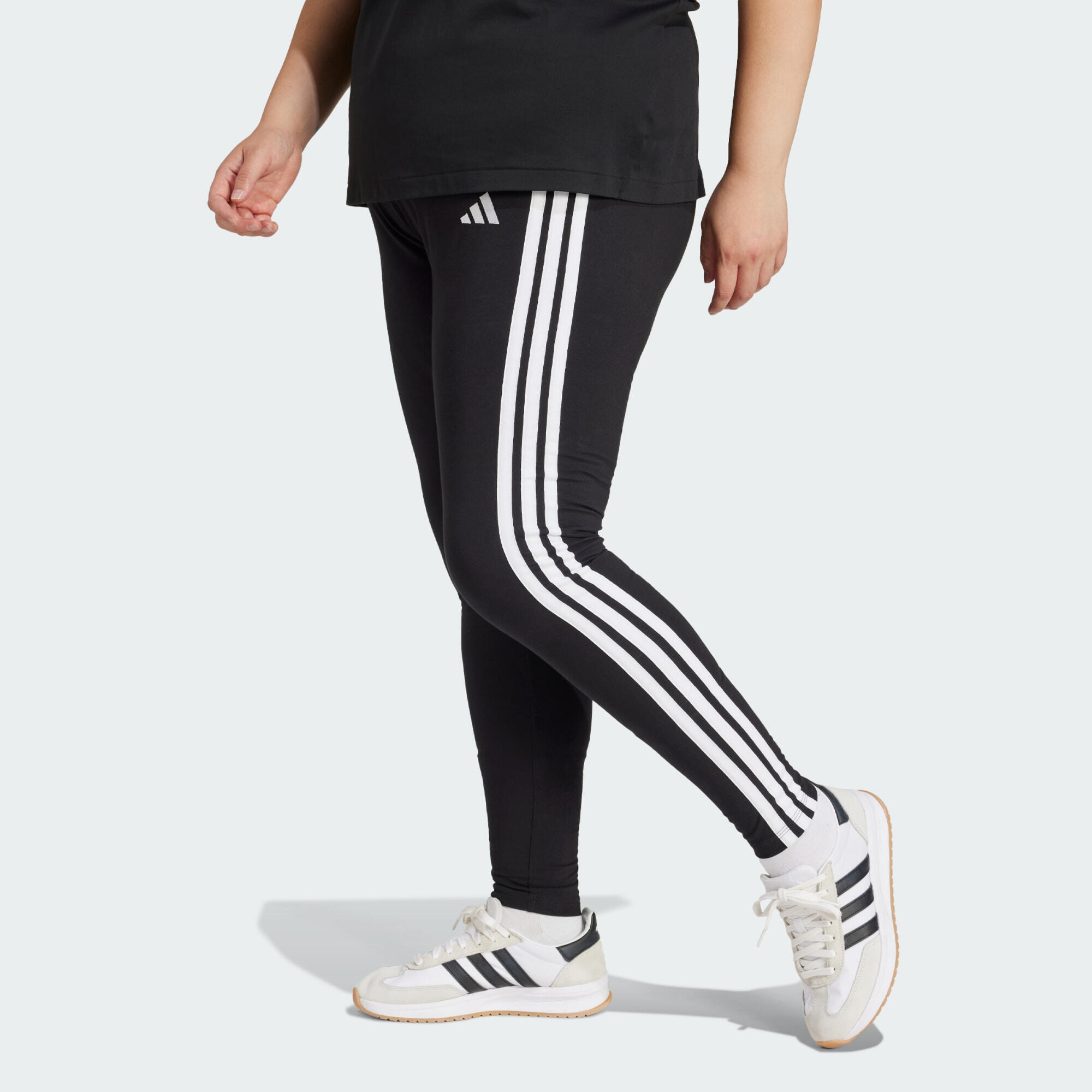 Adidas - Legging Coton 3 Bandes Essentials (grandes Tailles) - Collant - Blanc|noir - Decathlon