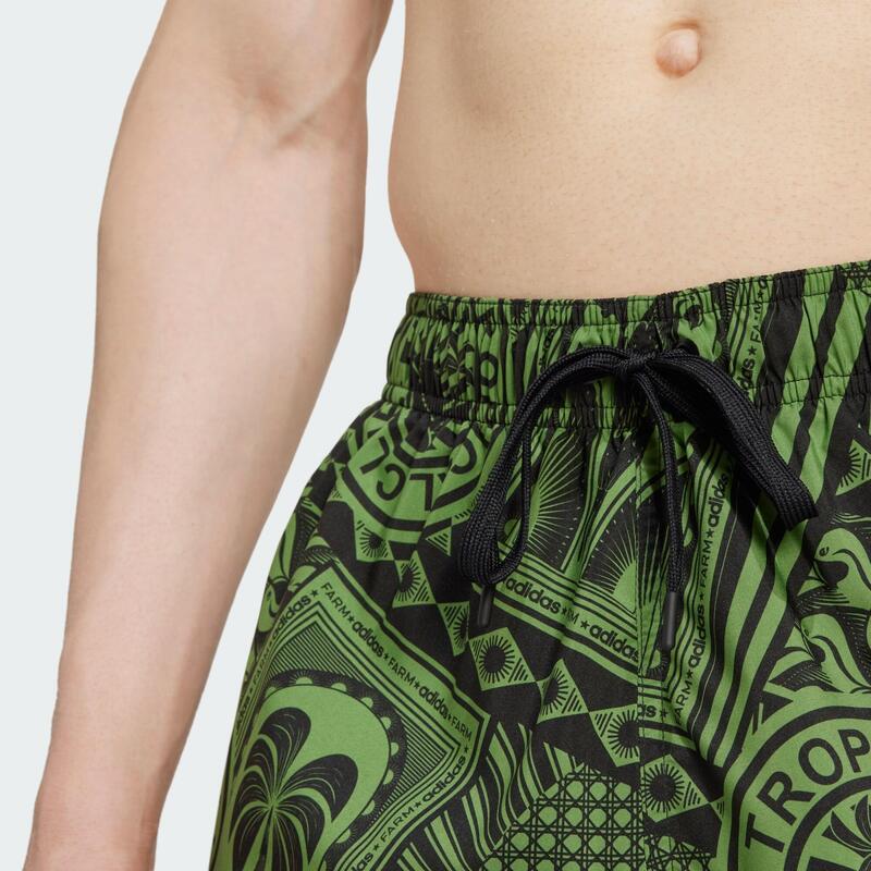 Pantaloni scurți de baie adidas x FARM RIO 3-Stripes, 5 Inci