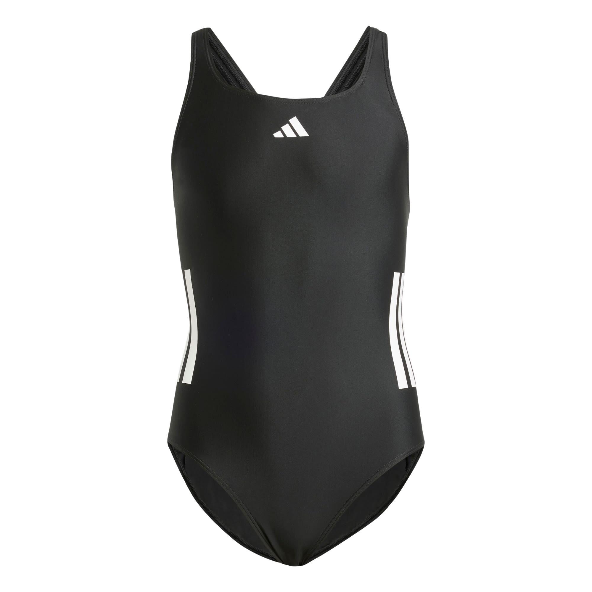 Adidas - Maillot De Bain 3 Bandes Dos En C Enfants - Maillot De Bain 1 Pièce - Blanc|noir - 10 À 12 Ans - Decathlon