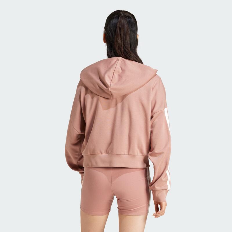 Sweat-shirt à capuche zip 1/4 french terry 3 bandes Essentials