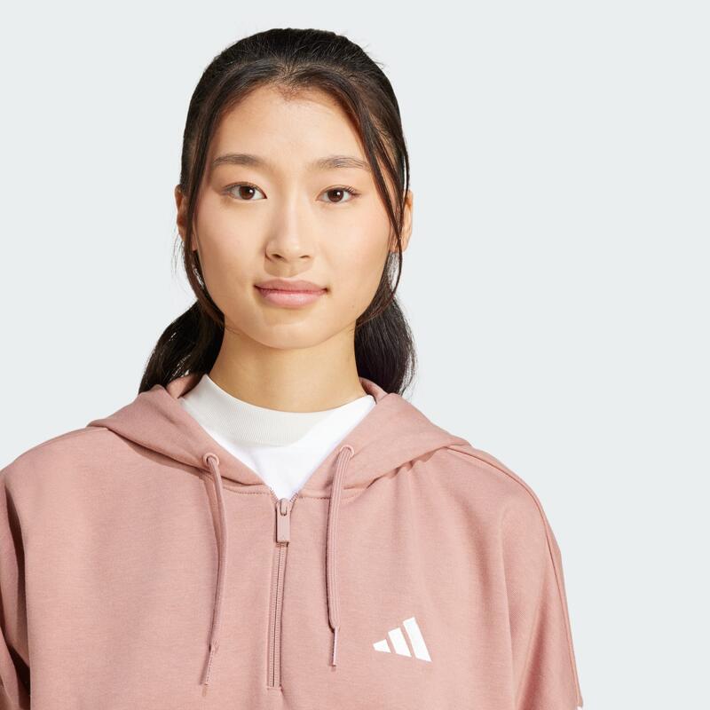Sweat-shirt à capuche zip 1/4 french terry 3 bandes Essentials