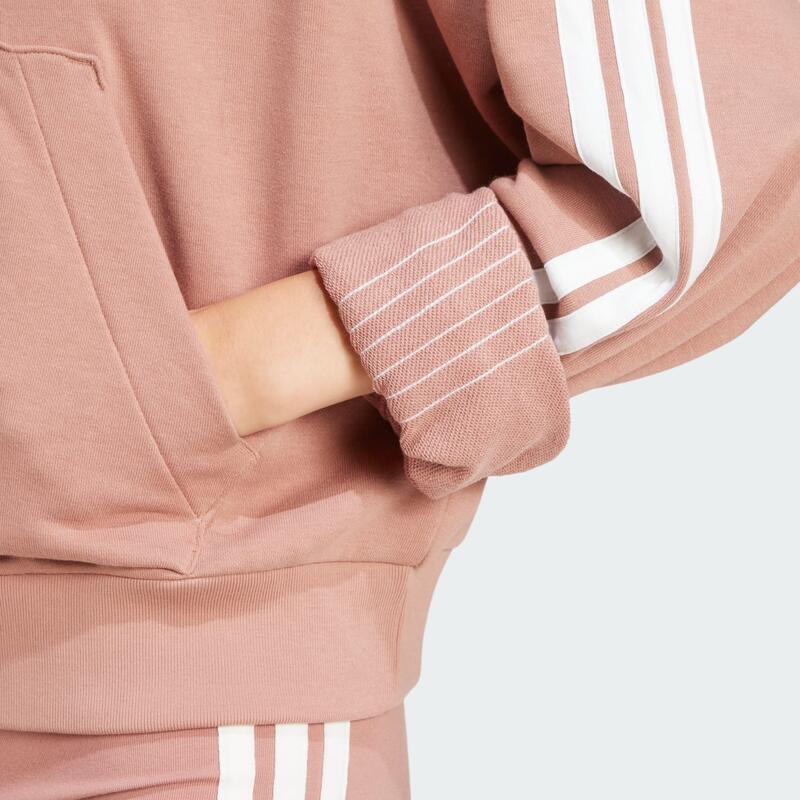 Sweat-shirt à capuche zip 1/4 french terry 3 bandes Essentials