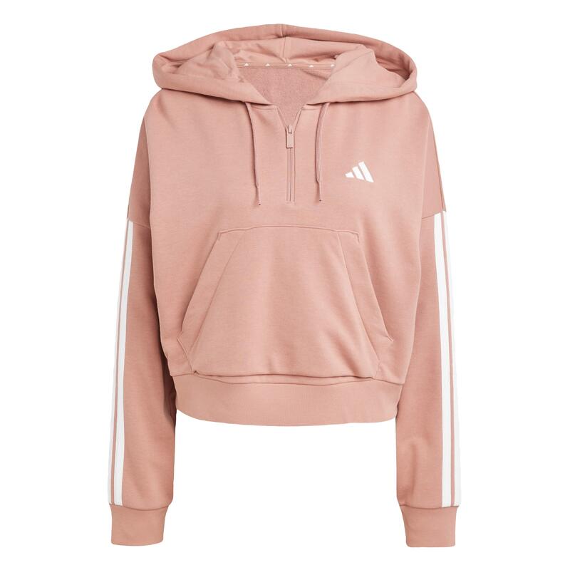 Sweat-shirt à capuche zip 1/4 french terry 3 bandes Essentials