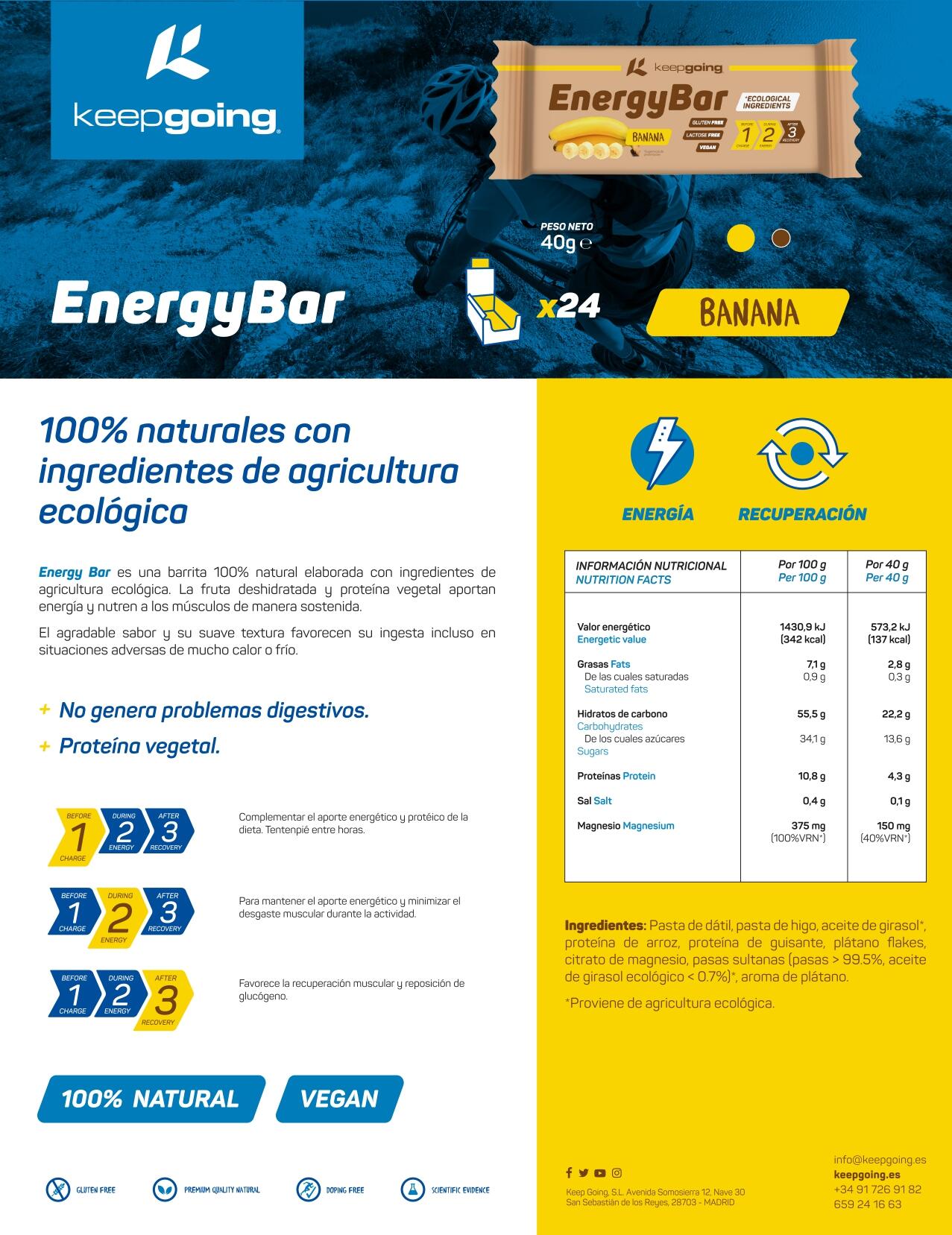 Barritas Energéticas Naturales Energía Bar "Energy Bar" de Plátano 24x40g 7/7