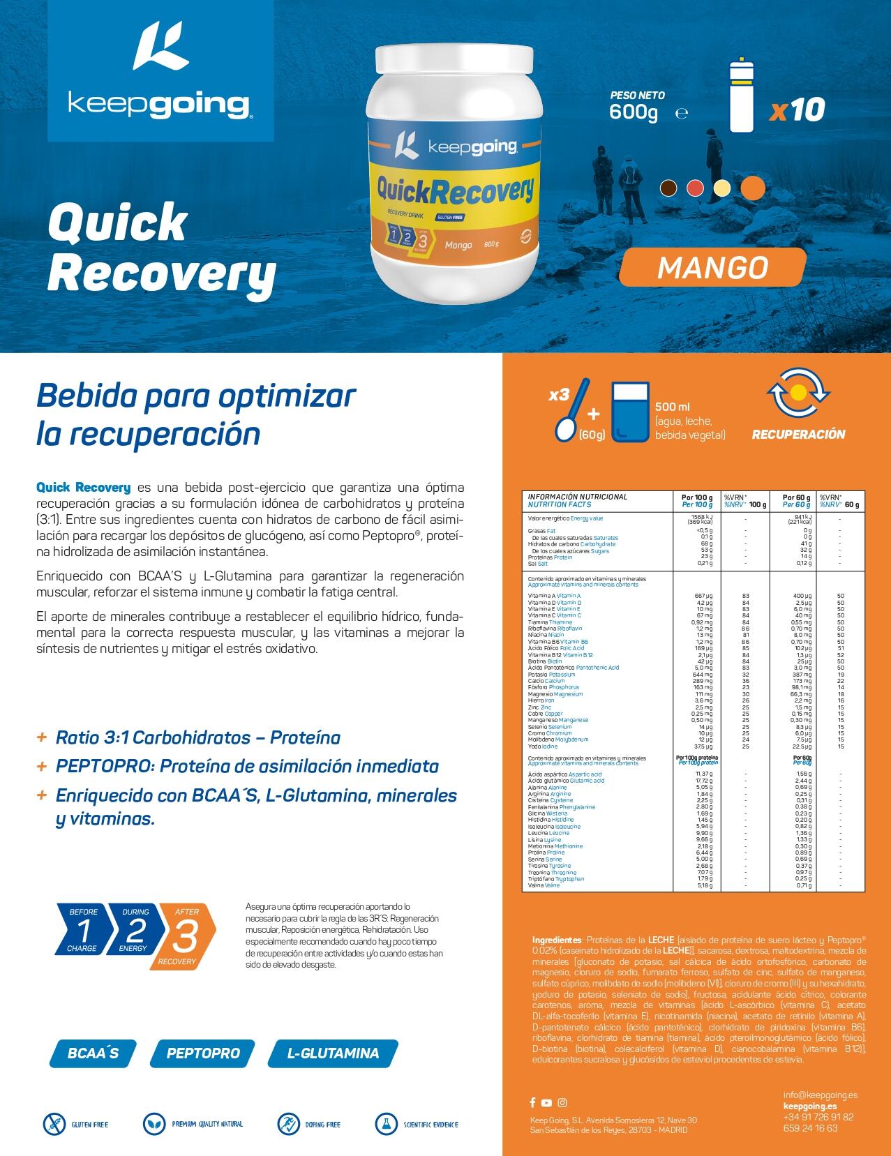 Bebida Recuperadora en Polvo "Quick Recovery" Sabor Mango 600 g 5/5