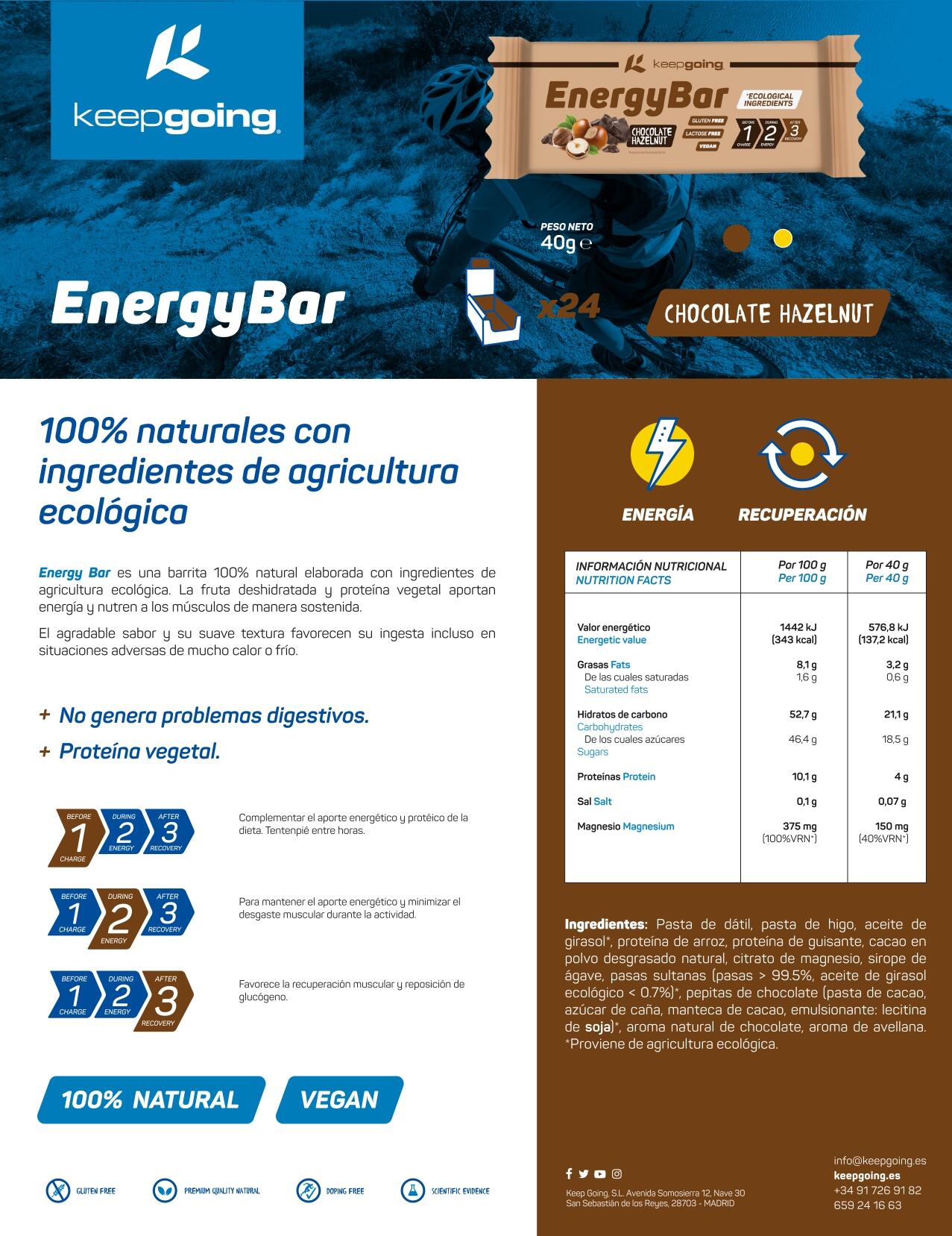 Barritas Energéticas Naturales Energía Bar "Energy Bar" Choco-Avellana 24x40g 7/7
