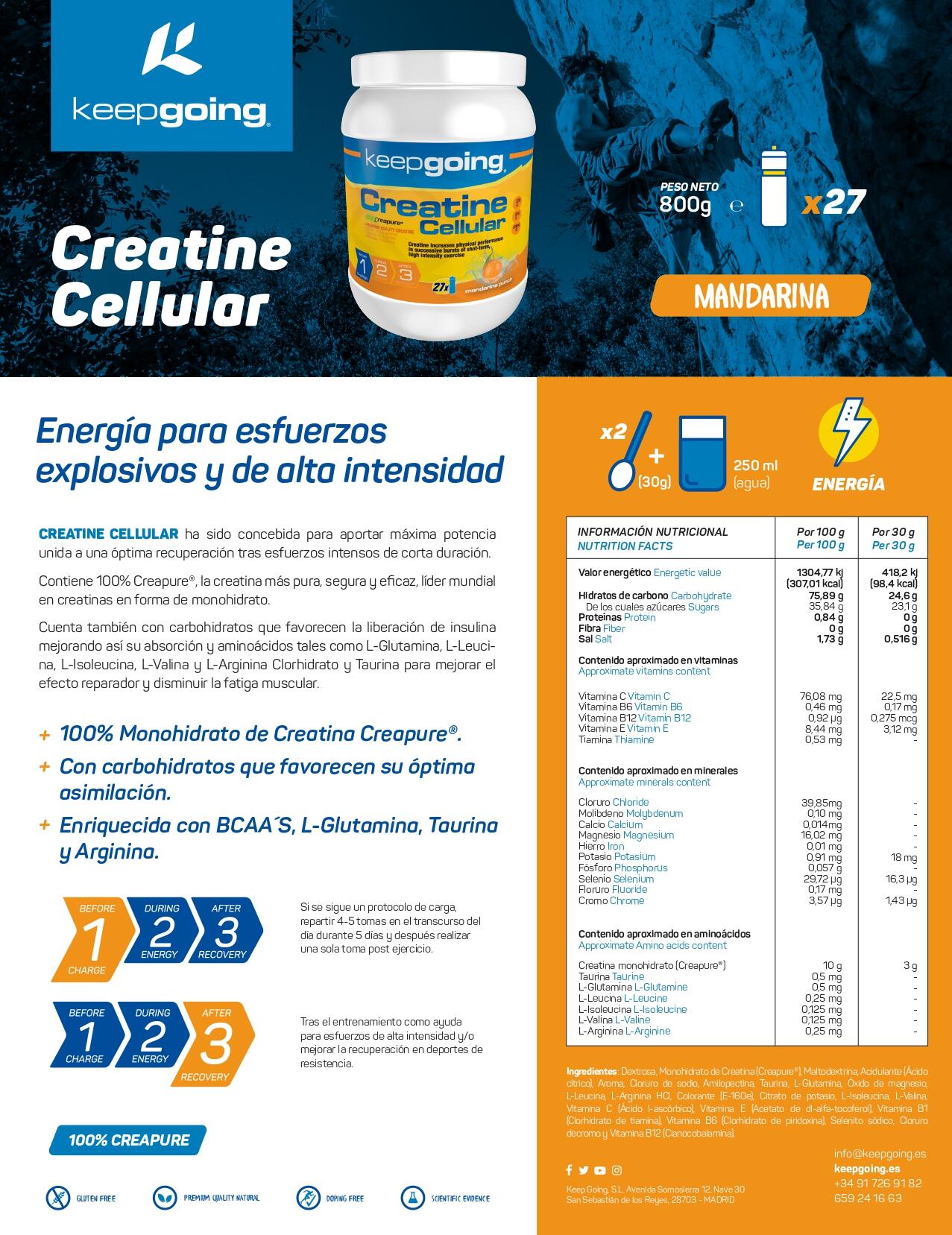 Creatina Creapure "Creatine Cellular" 800g 4/4