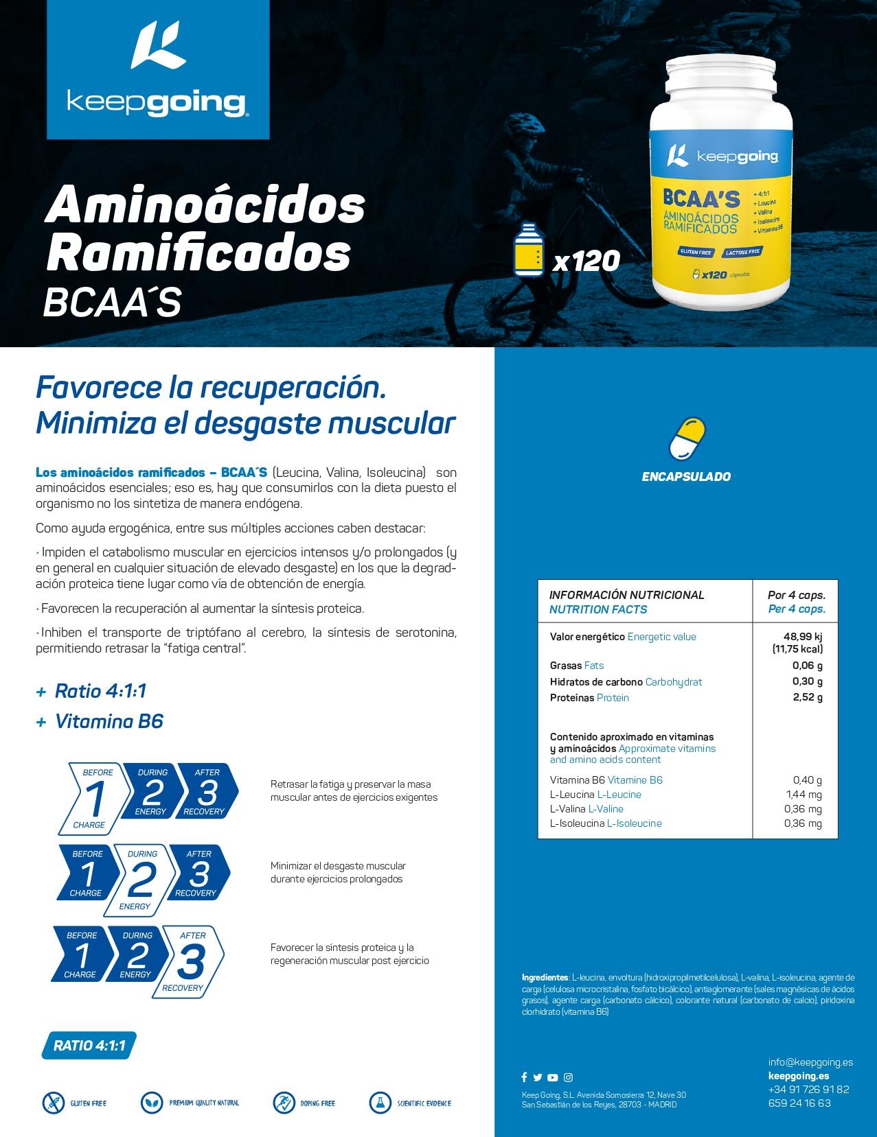 Aminoácidos Ramificados BCAA’s 120 cápsulas 3/4