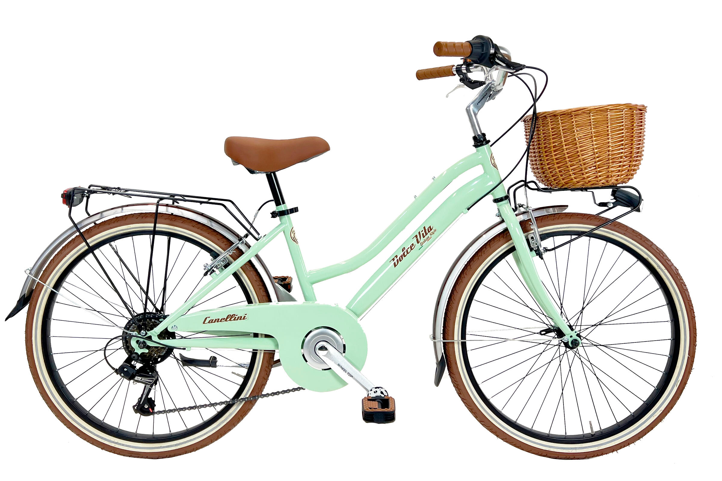 CANELLINI Kinderfahrrad Dolce Vita by Canellini Junior 24" mit Korb - Hellgrün