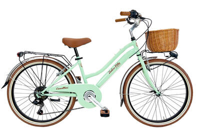 Bici da bambina Dolce Vita by Canellini JUNIOR 24" con cesto - Verde Chiaro