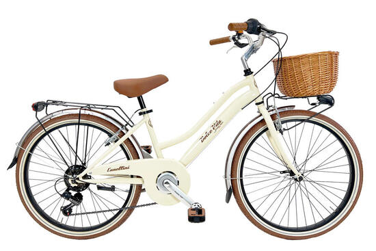 Vélo de fille Dolce Vita by Canellini JUNIOR 24" avec panier - Beige