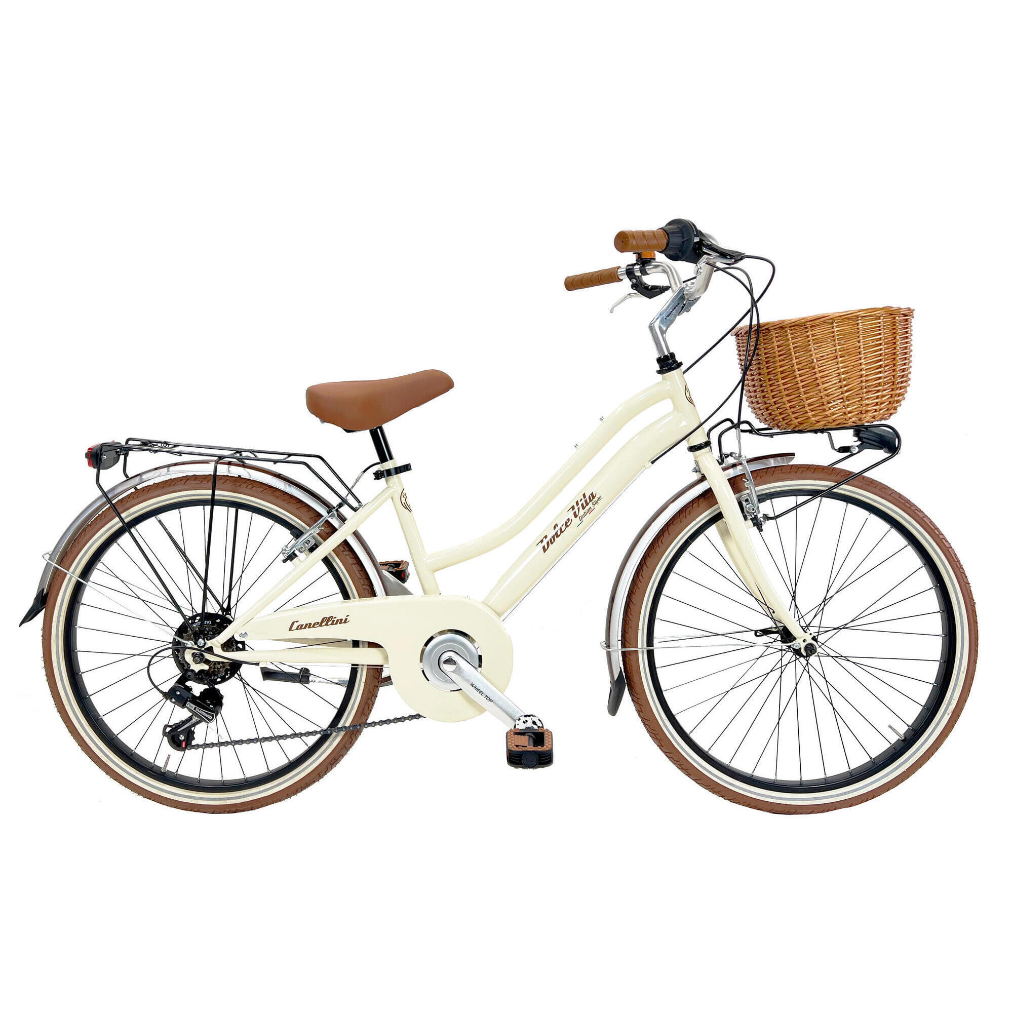 Rower Dziecięcy Dolce Vita by Canellini JUNIOR 24"  z koszykiem - Kremowy