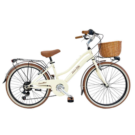 Rower Dziecięcy Dolce Vita by Canellini JUNIOR 24" z koszykiem - Kremowy